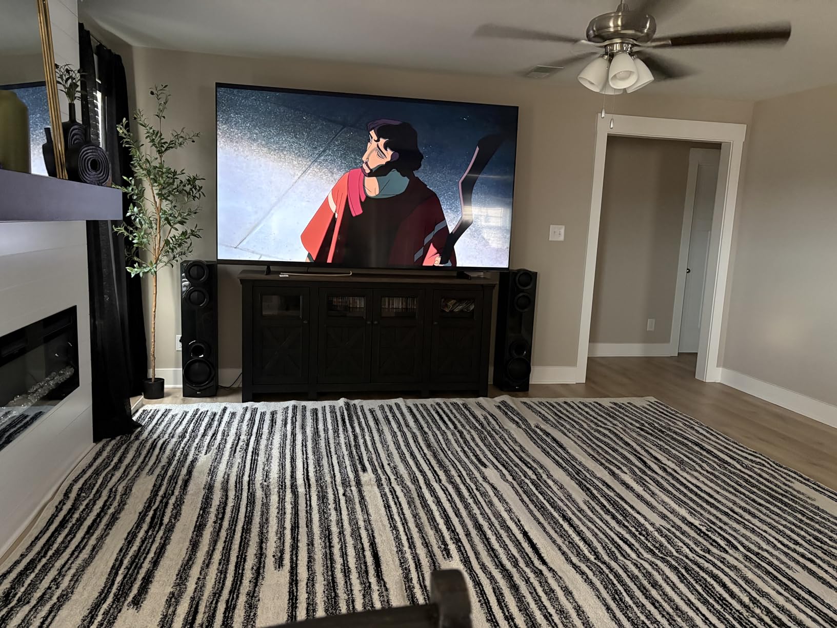 JONATHAN Y Khalil Modern Berber Stripe Cream/Black Indoor Area Rug 8x10, Contemporary, Bohemian, Easy-Cleaning customer photo 2