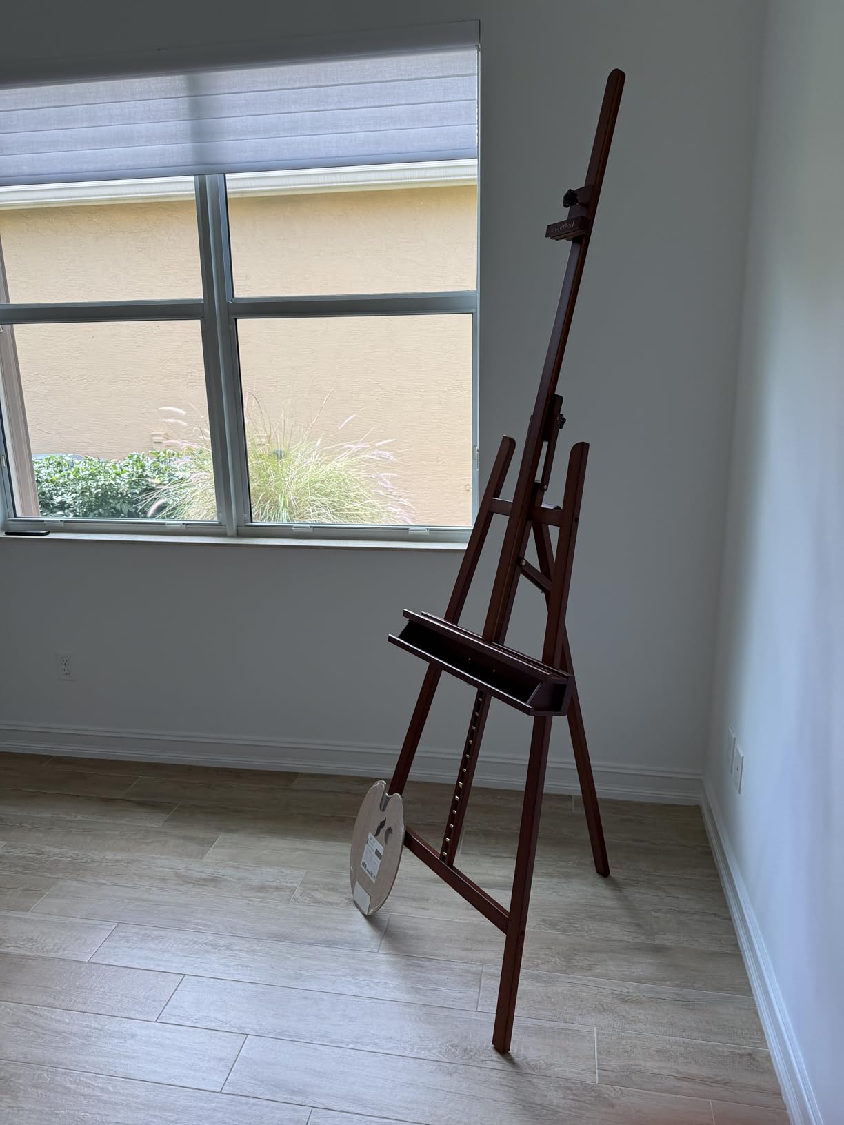 MEEDEN Walnut Large Painters Easel Adjustable Solid Beech Wood Artist Easel, Studio Easel for Adults with Brush Holder, Holds Canvas up to 48