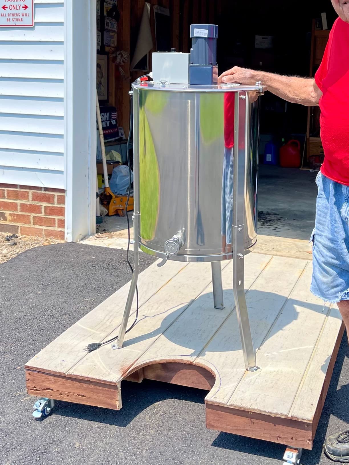 VINGLI NEW Electric 4 Frame Honey Extractor Separator, Food Grade Stainless Steel Honeycomb Spinner Drum with Adjustable Height Stands, Beekeeping Pro Extraction Apiary Centrifuge Equipment customer photo 1