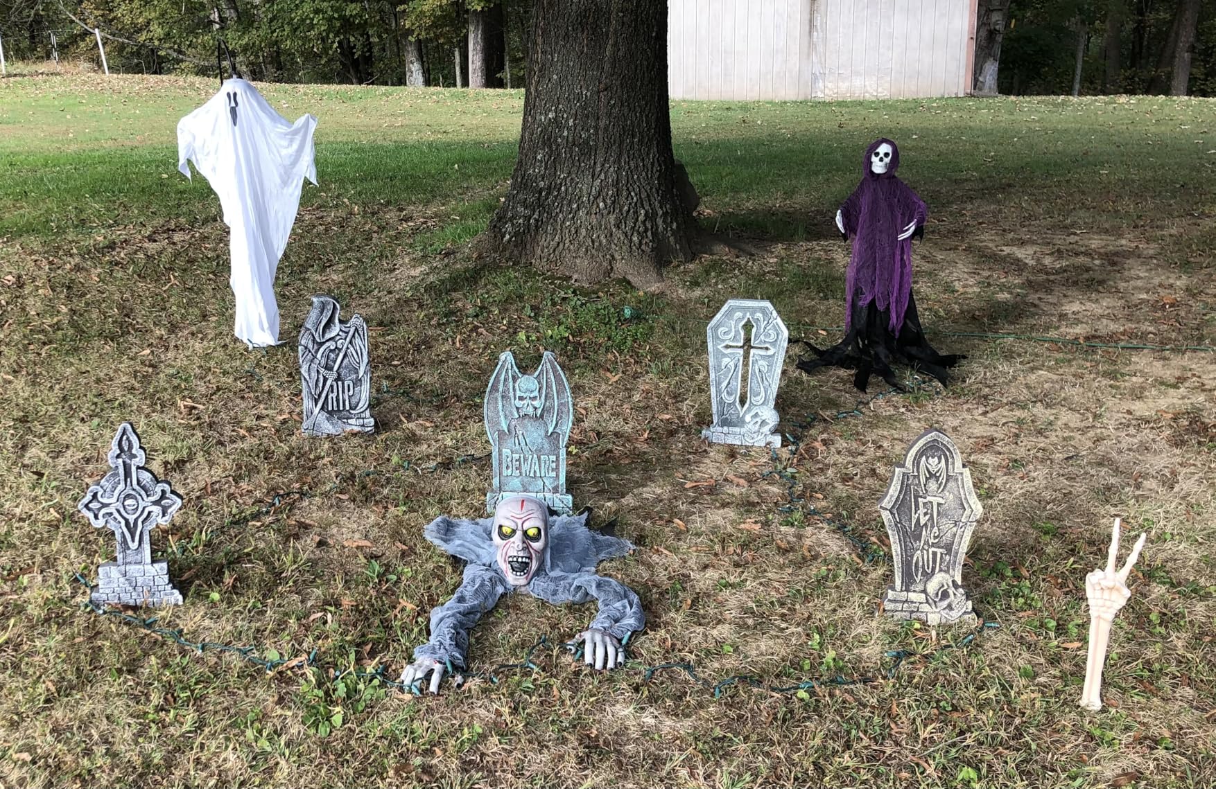 JOYIN Halloween Decorations Outdoor Light-Up Zombie Groundbreaker with bloodstain and Creepy Sound for Halloween Outside Decor, Lawn, Yard, Patio, Graveyard Decoration, Haunted House Prop customer photo 1