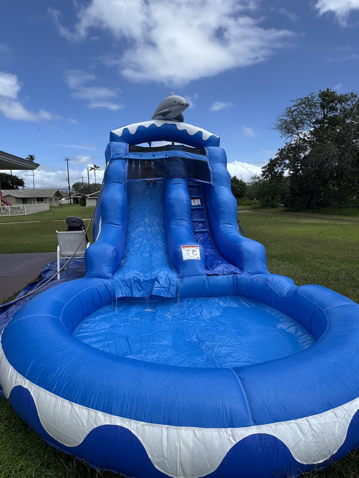 HeroKiddo 13ft Dolphin Inflatable Water Slide with Pool, 21ft Long- 100% Commercial Grade PVC Vinyl, Reinforced Strength Wet/Dry Fun, Included Blower customer photo 1