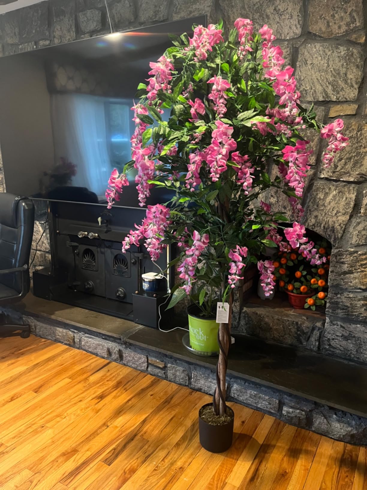 HAPPYGRILL 6FT Artificial Wisteria Tree, Fake Greenery Plants with Nursery Pot, Tall Faux Ficus Tree for Indoor Outdoor,Home, Office, Living Room customer photo 2