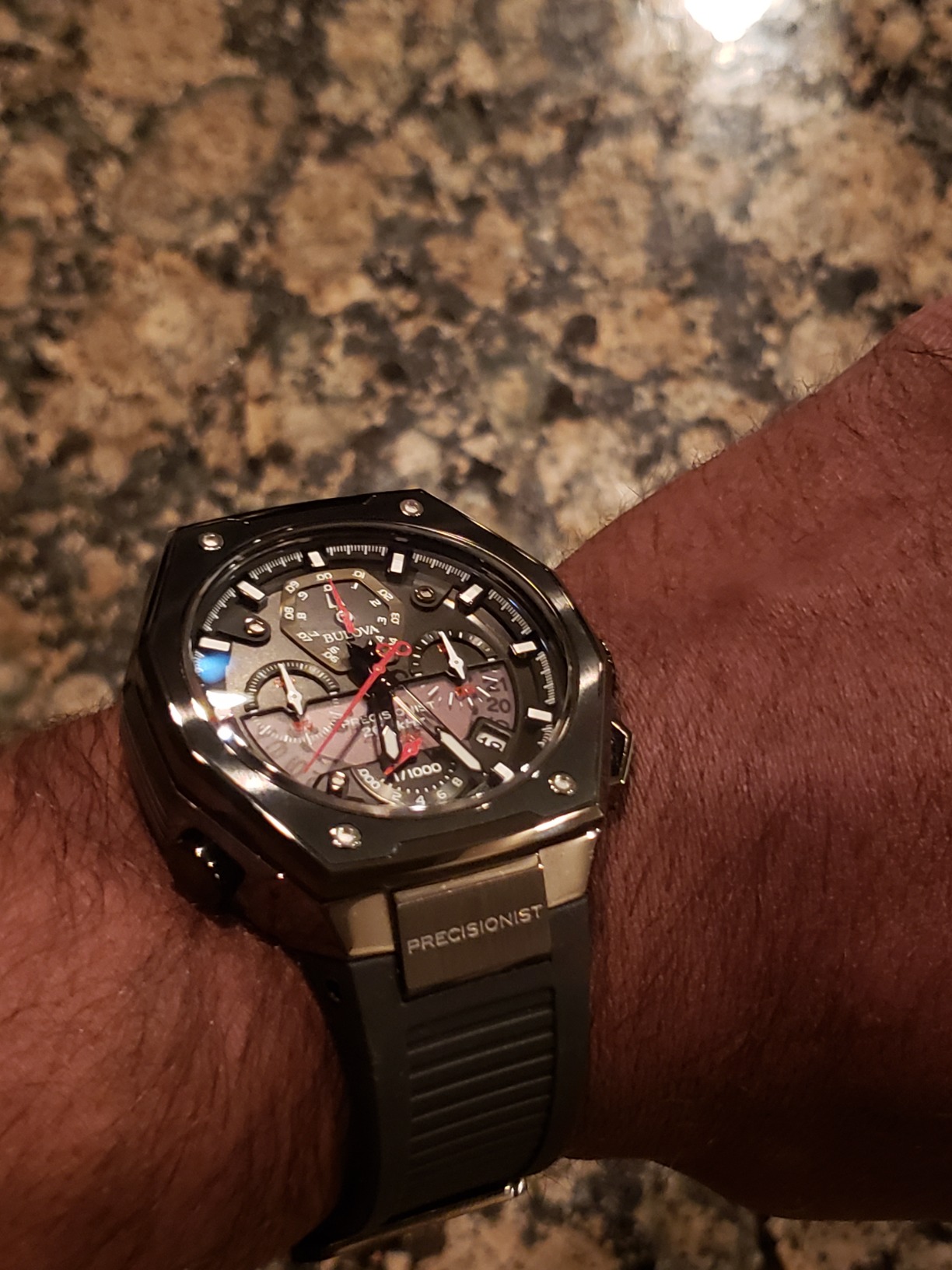 Men's Chronograph Quartz Watch with Rubber Strap 98B358, Black, Chronograph, Quartz Movement customer photo 1