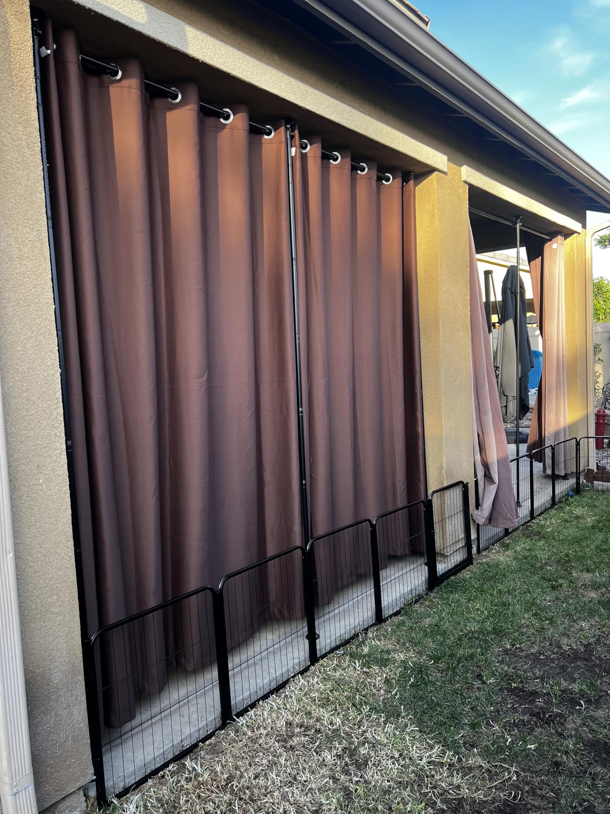 Waterproof Outdoor Curtain W52 x L84 - Grommet Top Sunlight Blocking Window Treatment Drapes Blackout Curtains for Home Bedroom Living Room Patio Porch Pergola Cabana Gazebo (Beige, 2 Panels) customer photo 2