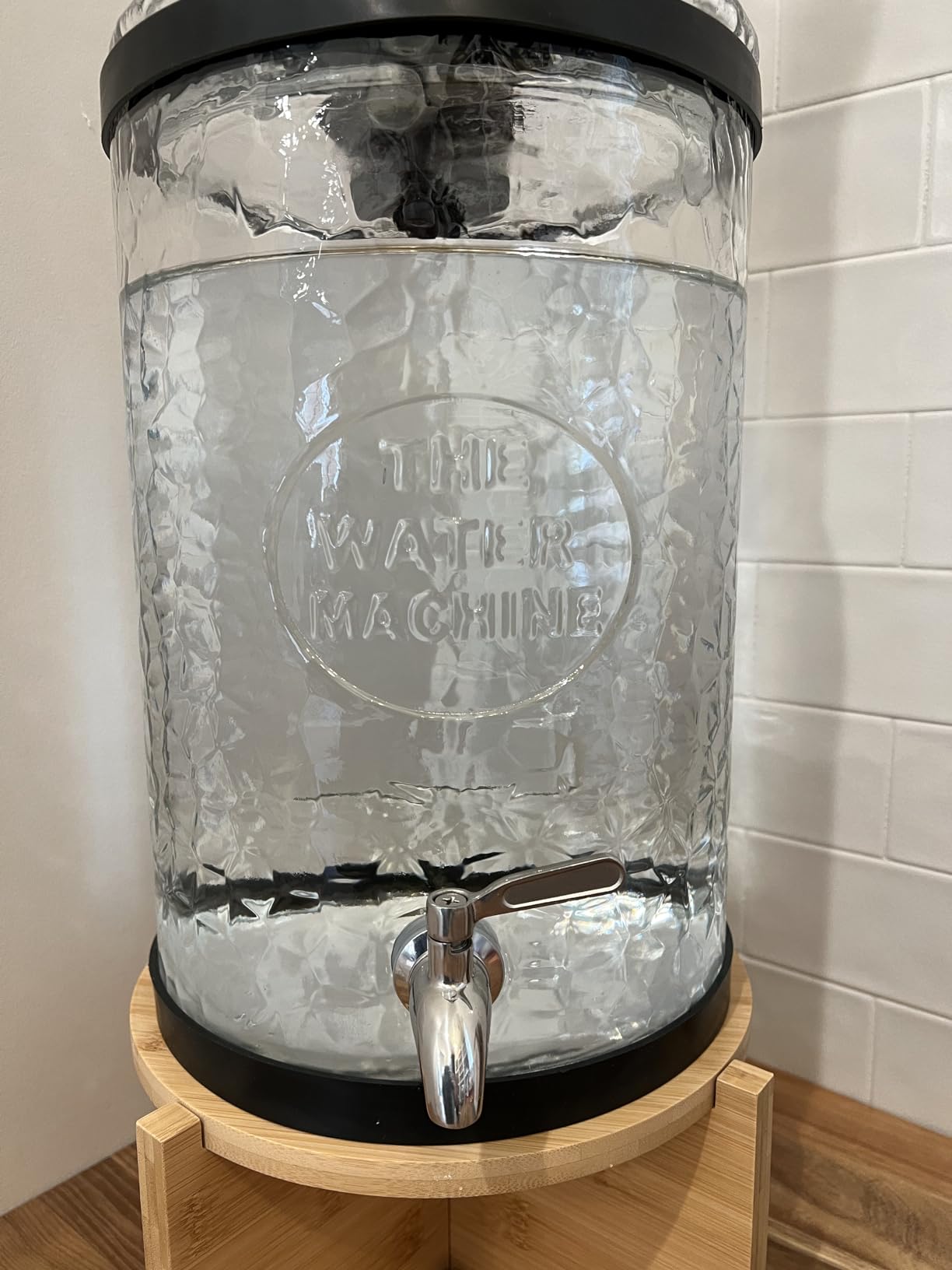 The Water Machine All Glass Purifier - Gravity Fed Water Filtration System with Activated Carbon Filters, Off Grid Emergency & Home Survival Portable Countertop Filter with Wooden Stand - 3 Gallon customer photo 1