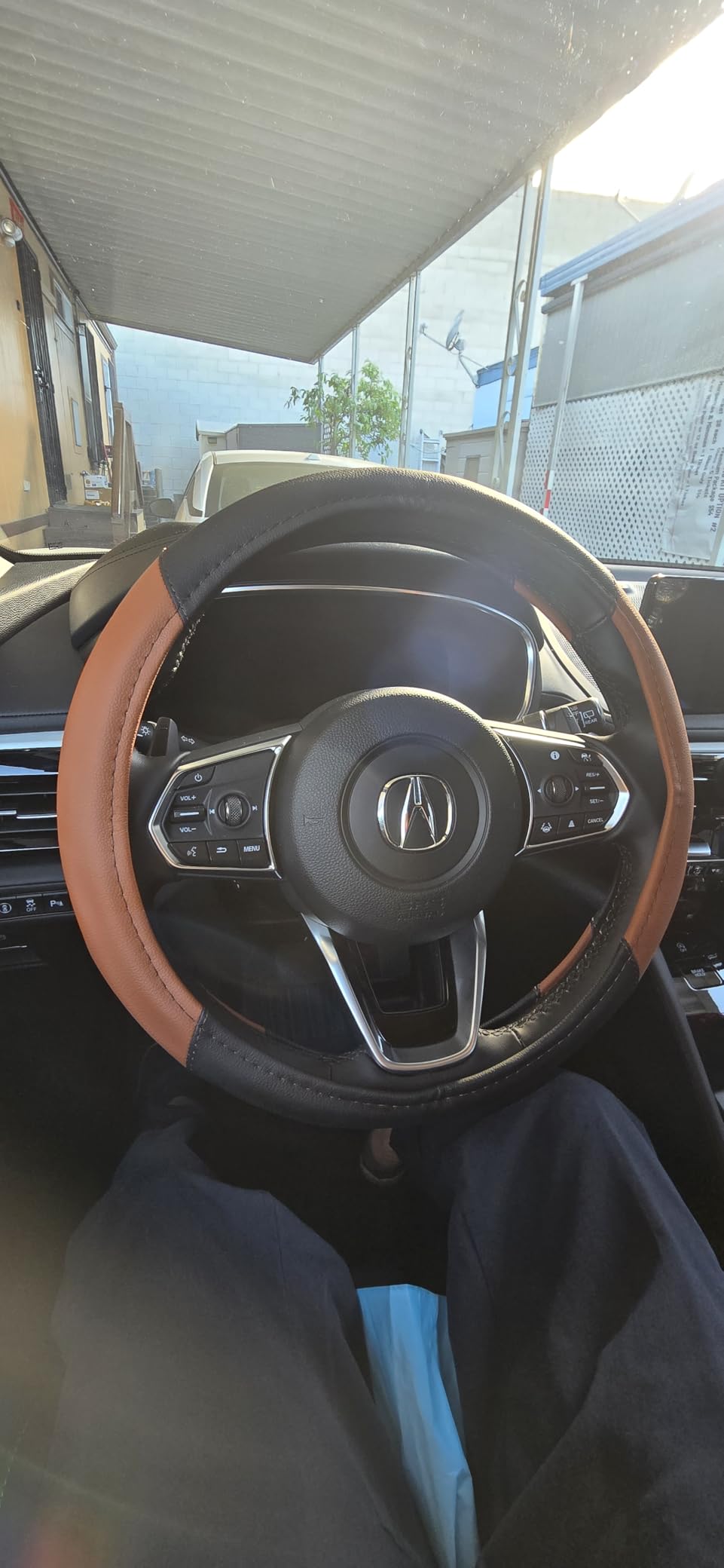 Leather Car Steering Wheel Cover, Non-Slip Car Wheel Cover Protector Breathable Microfiber Leather Universal Fit for Most Cars(Beige) customer photo 1