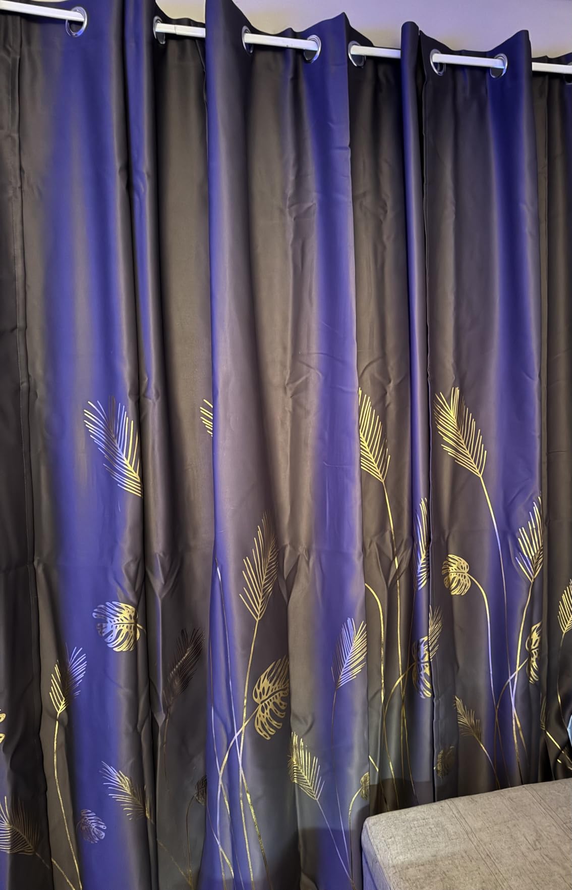 Estelar Textiler Room Darkening Curtains Window Curtains 84 Inches Long, Thermal Insulated Grommet Light Blocking Drapes with Gold Leaf customer photo 1