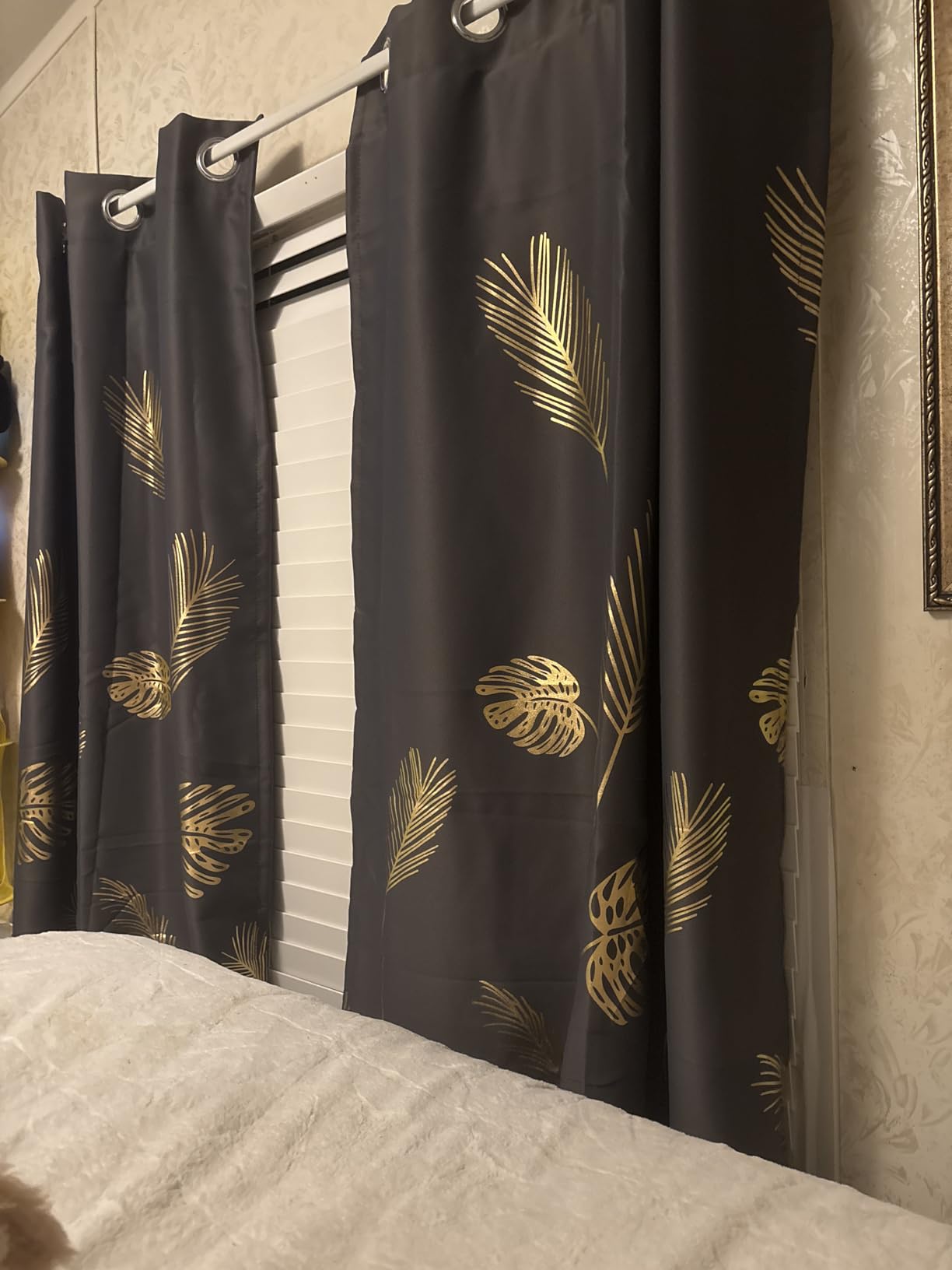 Estelar Textiler Room Darkening Curtains Window Curtains 84 Inches Long, Thermal Insulated Grommet Light Blocking Drapes with Gold Leaf customer photo 2