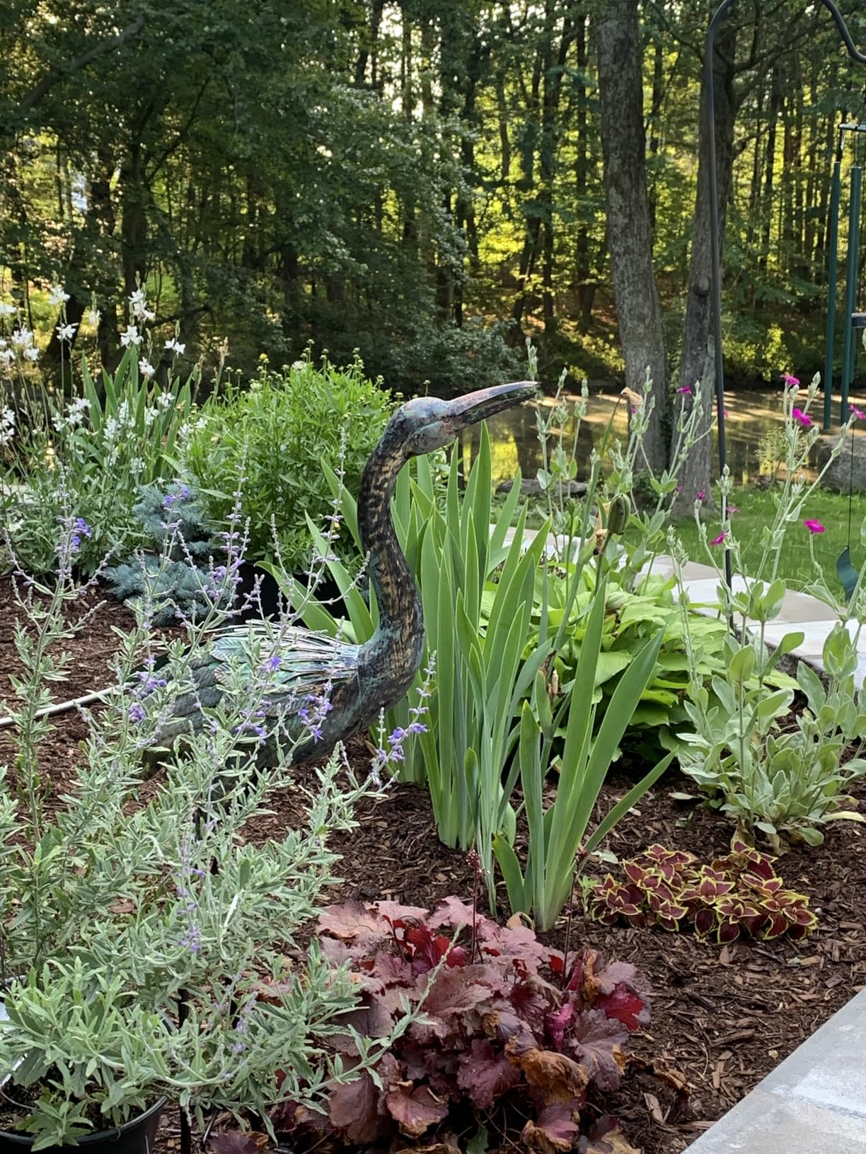 Shorayn Garden Crane Statues, Blue Heron Sculptures for Outdoor, Cranes Decor Metal Bird, Patina Garden Art Lawn Ornaments for Yard Patio Porch Outside Decorations customer photo 2