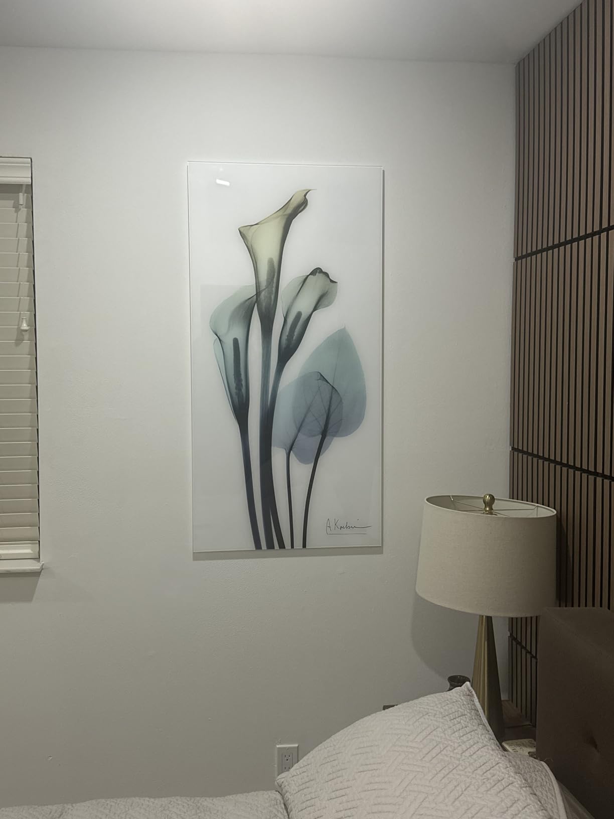 Empire Art Direct Calia Lily Frameless Free Floating Reverse Printed Tempered Glass Wall Art, X-ray Flower Wall Decor, Rectangular, Ready to Hang, Living Room, Bedroom, Kitchen, Gallery, 24