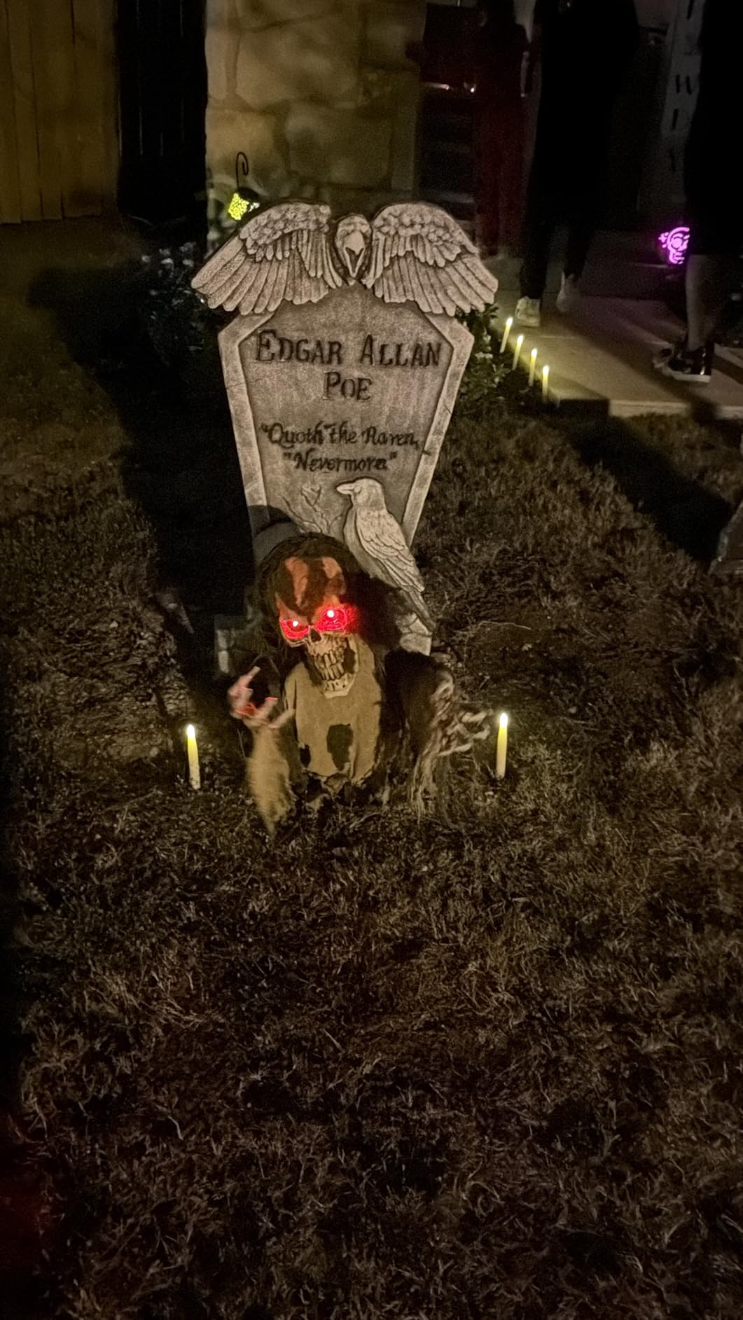 JOYIN Halloween Decoration Outdoor Animated Zombie Groundbreaker, Light-up Skeleton Zombie Groundbreaker Prop with Creepy Sound for Halloween Outside Decoration customer photo 1
