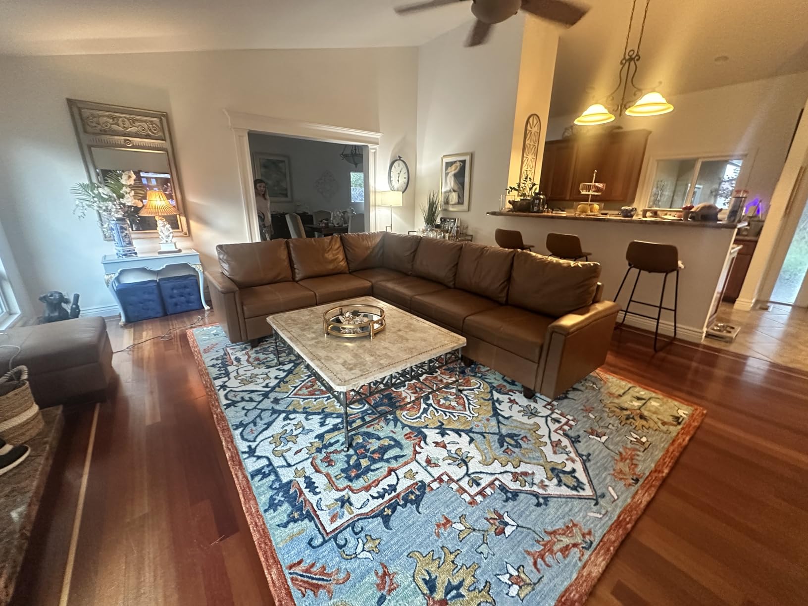 SAFAVIEH Aspen Collection Area Rug 9' Square - Blue & Rust Handmade Boho Wool customer photo 2