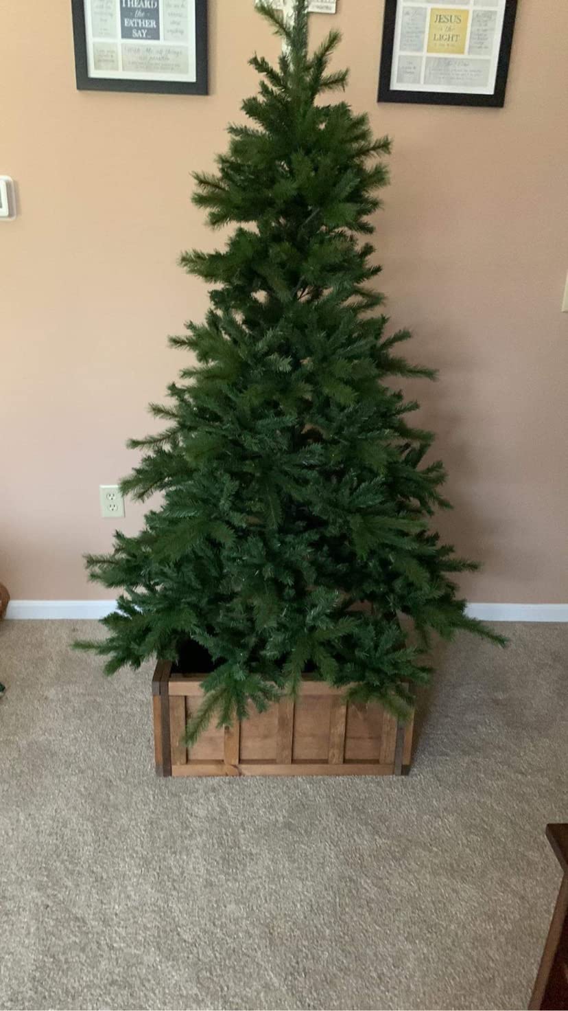 Norwegian Grand Fir Traditional Slim Artificial Christmas Tree with Classic Needle Foliage, LED Clear Lights, 5ft customer photo 2