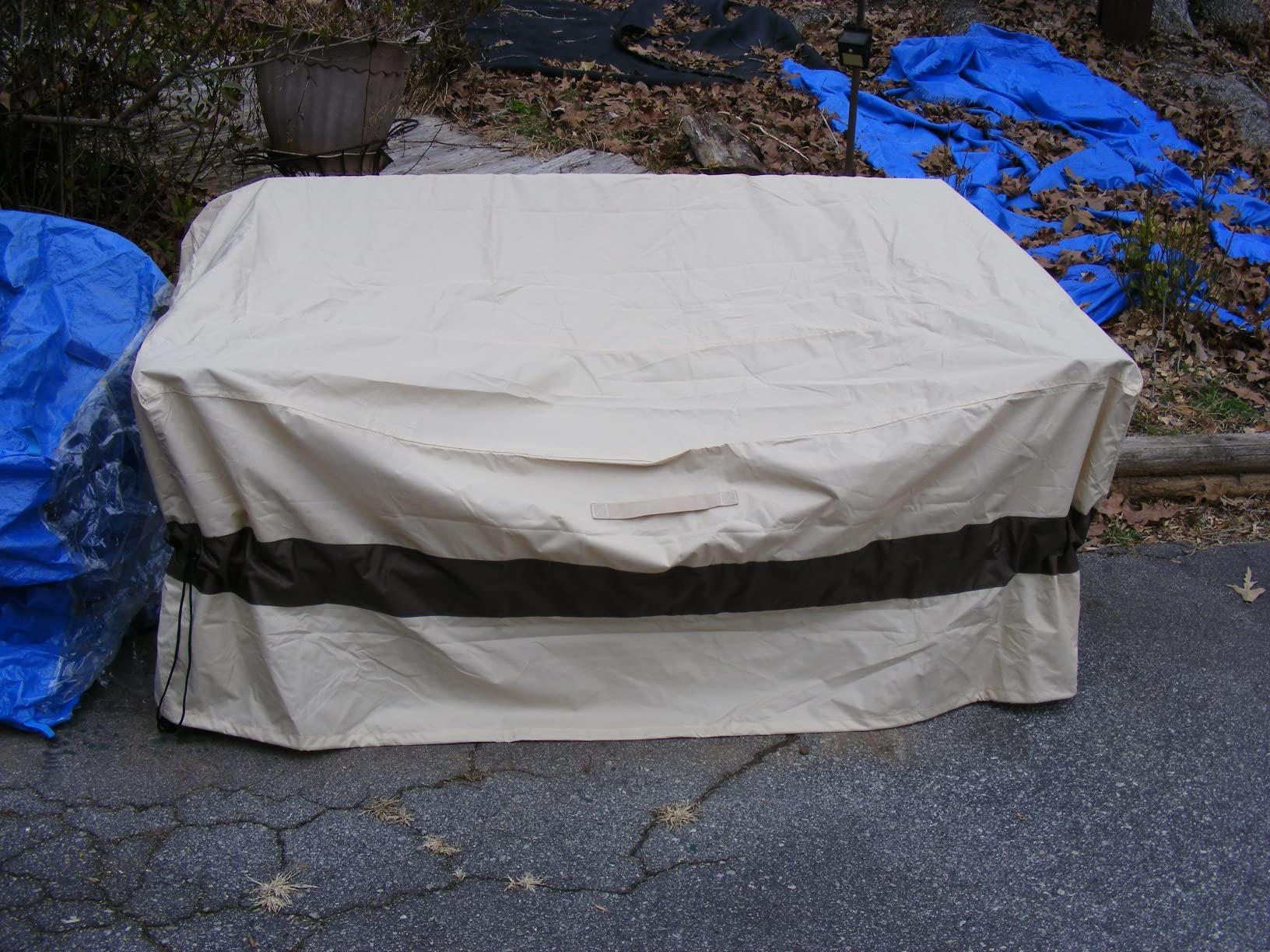 WJ-X3 3-Seater Outdoor Sofa Cover, Heavy Duty Patio Sofa Cover, Outdoor Couch Cover Waterproof, High Wind Resistant Design for Patio Couch Cover, 87W x 37D x 35H, Beige customer photo 2
