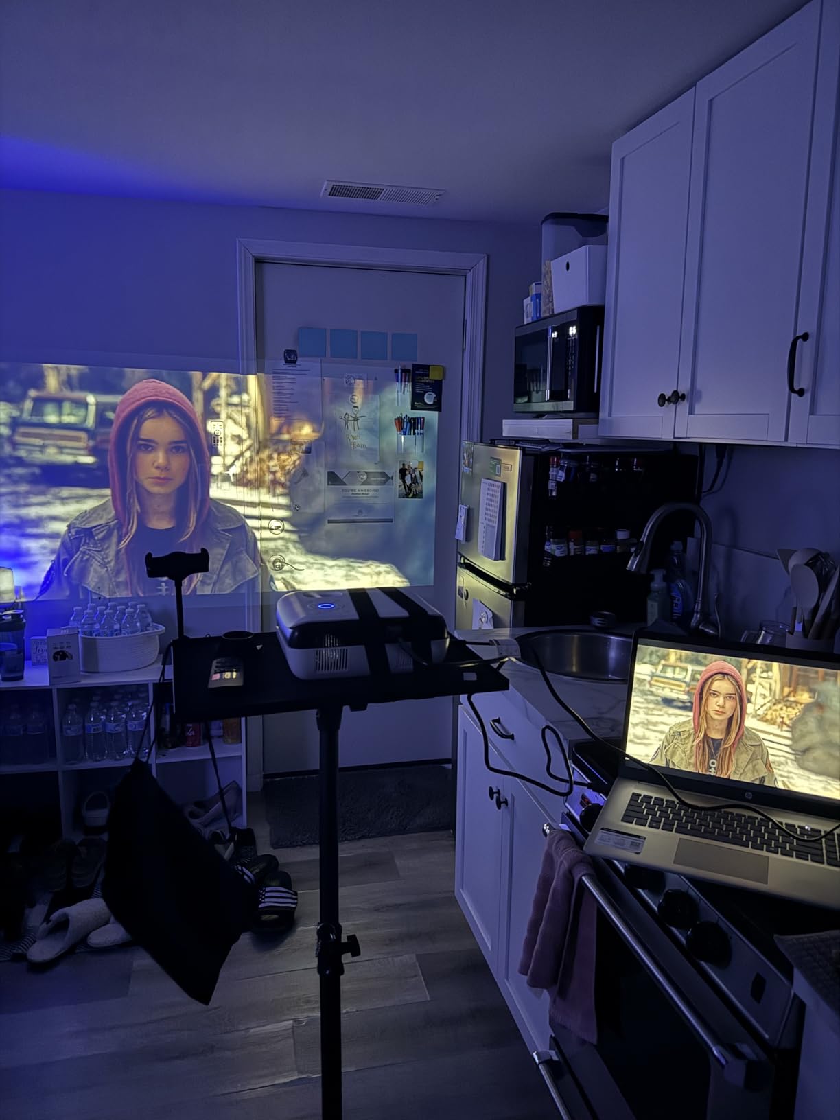 Projector Stand Tripod Adjustable, Laptop Height from 23.5 to 46.5 inches with Gooseneck Phone Holder, Floor for Office, Home, Stage, Studio, DJ Racks Holder Mount, 23.5inch-46.5inch customer photo 2
