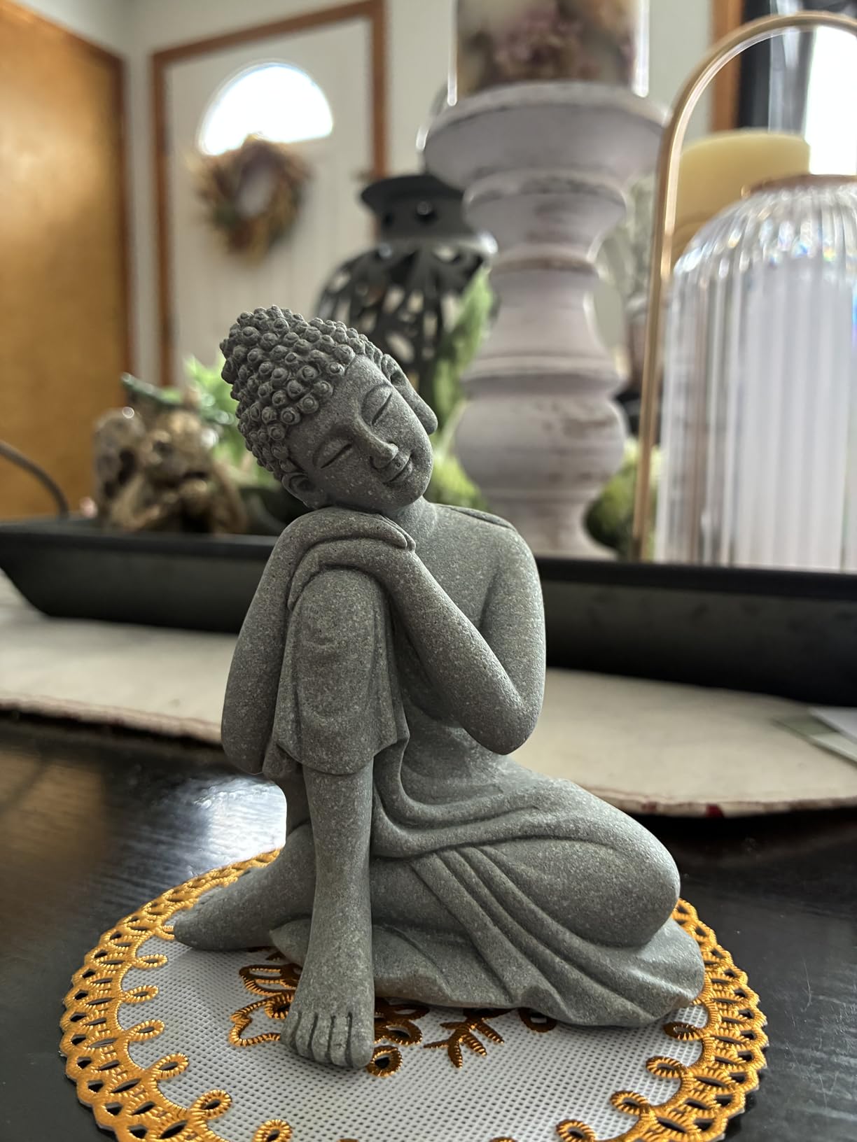 Little Buddha Statue for Home - Handmade Stone Meditation Sitting Buddha Figurine, Baby Buddha Statue Indoor/Outdoor customer photo 1