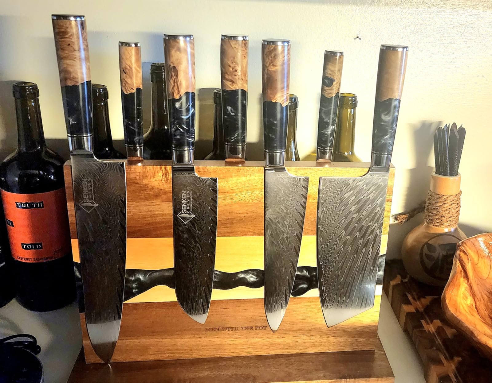 SENKEN 7-Piece Damascus Kitchen Knife Set - Tsunami Collection - 67-Layer Japanese VG10 Steel Blades, Includes Chef Knife, Cleaver, Santoku, Bread, Boning, & More customer photo 1