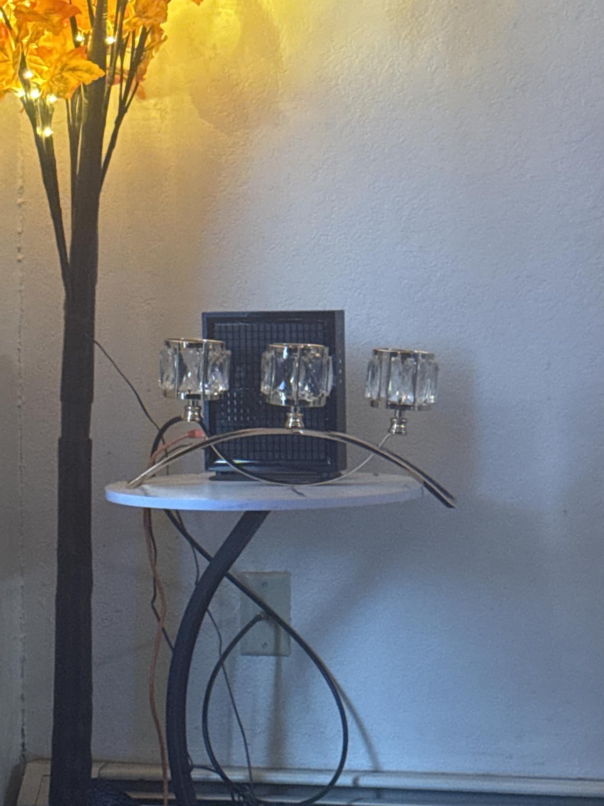 3 Arms Crystal Bowl Tealight Candelabra Votive Candle Stand, Wedding centerpieces for Tables Crystal Candlestick, Centerpiece Table Decorations (Silver) customer photo 2