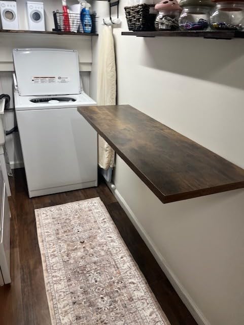 Houseables Wall Mounted Desk, Murphy Desk, Wall Mounted Folding Table, Laundry Folding Table, Fold Down Work Bench, Foldable Mount Station, Floating Bar, Hanging, Dining, Kitchen, Clothes, 48x16 Brown customer photo 1