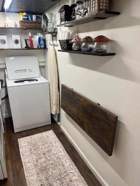 Houseables Wall Mounted Desk, Murphy Desk, Wall Mounted Folding Table, Laundry Folding Table, Fold Down Work Bench, Foldable Mount Station, Floating Bar, Hanging, Dining, Kitchen, Clothes, 48x16 Brown customer photo 2