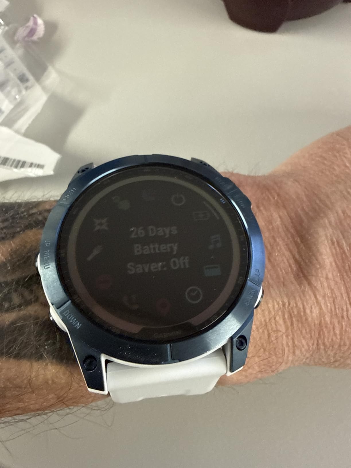 Garmin Fenix 7X Sapphire Solar, Adventure Smartwatch, w/Solar Charging Capabilities, Rugged Outdoor GPS Watch, Touchscreen, Mineral Blue Titanium w/Whitestone Band customer photo 1