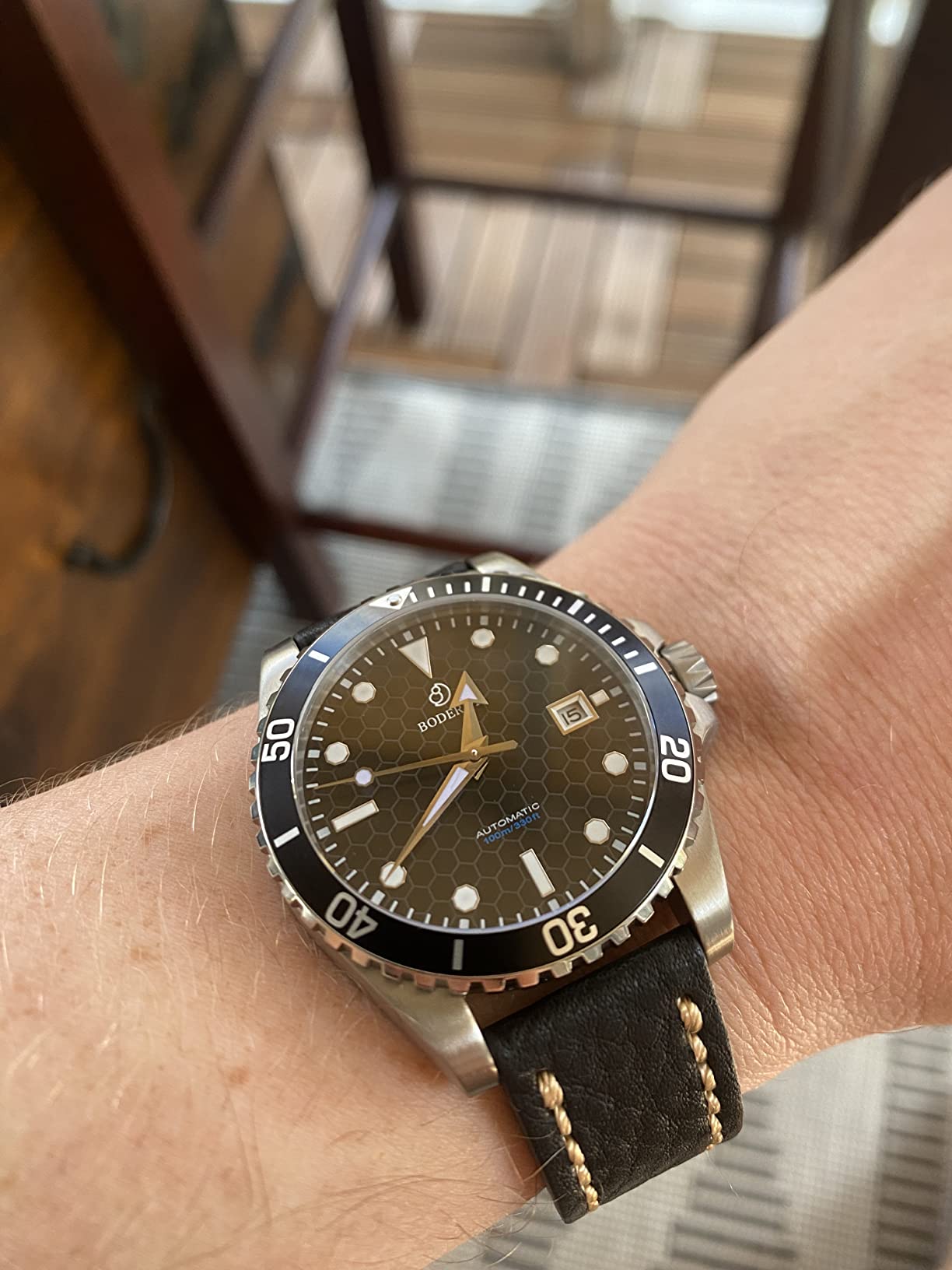 BODERRY Original Japanese Automatic Dive Watches for Men, Titanium Case with Sapphire Crystal - 100M Waterproof Mens Mechanical Wrist Watches with Swiss Super Luminova & Screw Down Crown customer photo 1