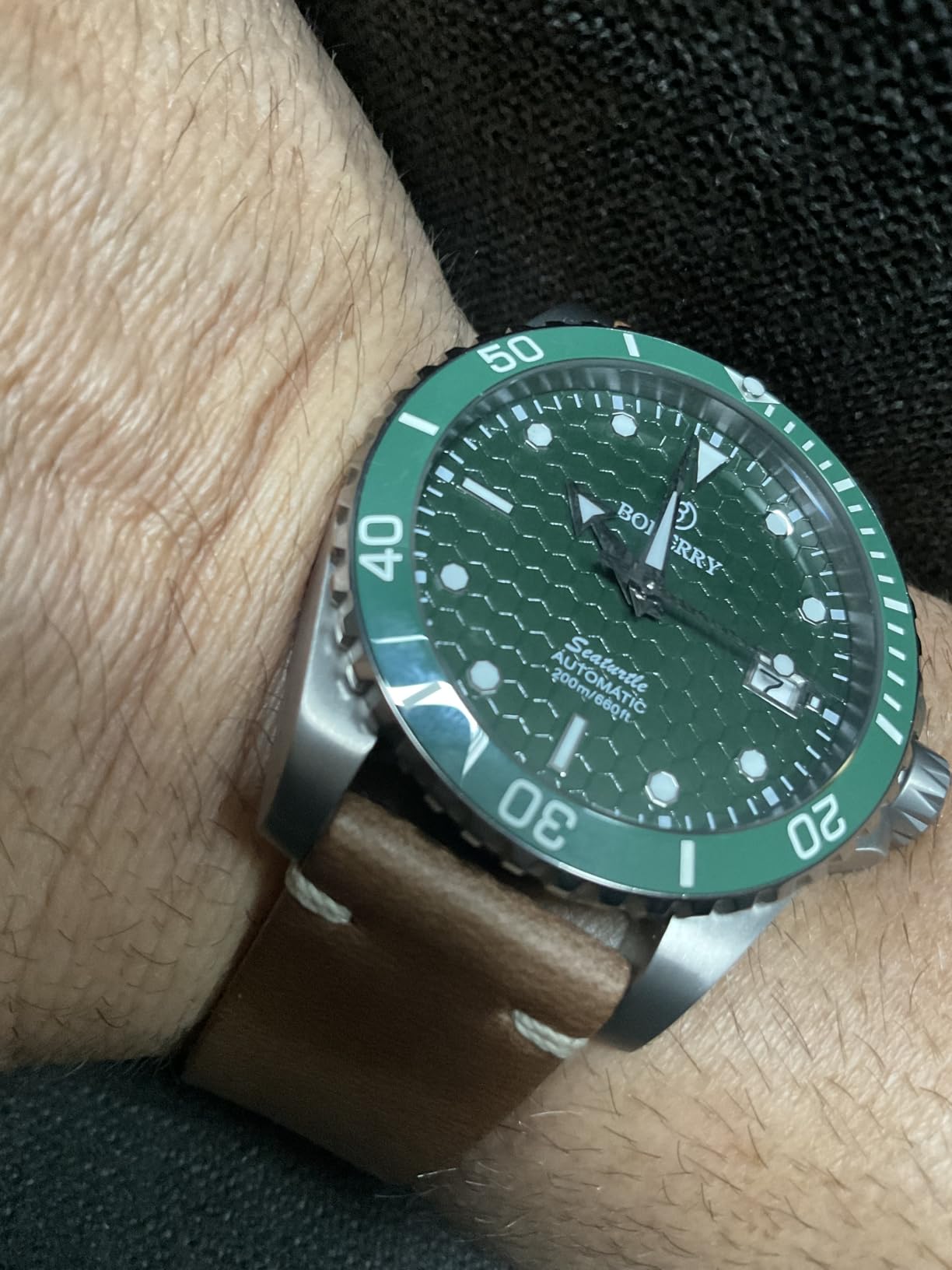 BODERRY Original Japanese Automatic Dive Watches for Men, Titanium Case with Sapphire Crystal - 100M Waterproof Mens Mechanical Wrist Watches with Swiss Super Luminova & Screw Down Crown customer photo 2