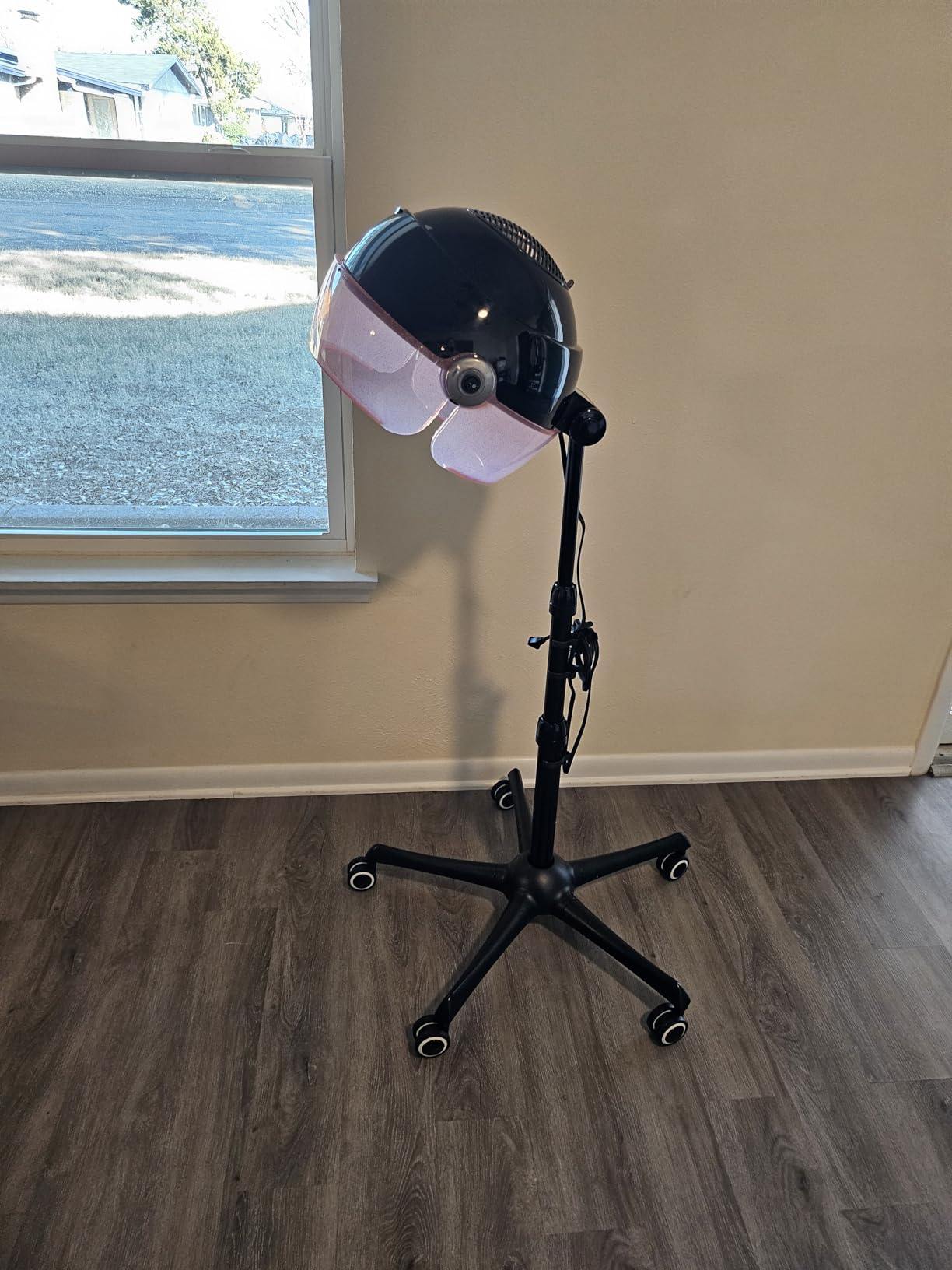 TASALON Ionic Hooded Hair Dryer, 1875W Professional Standing Hair Dryer Bonnet with 3 Temperature Settings, Height Adjustable Rolling Hair Dryer on Wheels, Sit Under Hair Dryer for Home & Salon, Pink customer photo 1