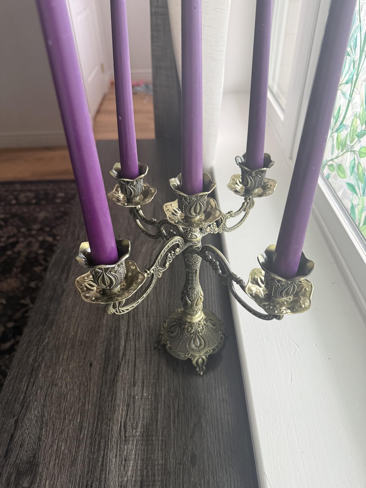 5-Candle Metal Candelabra 10.3 Inch Tall Candlestick Candle Holders for Home Decor Wedding Christmas Church Halloween Party, Bronze Tulip customer photo 2