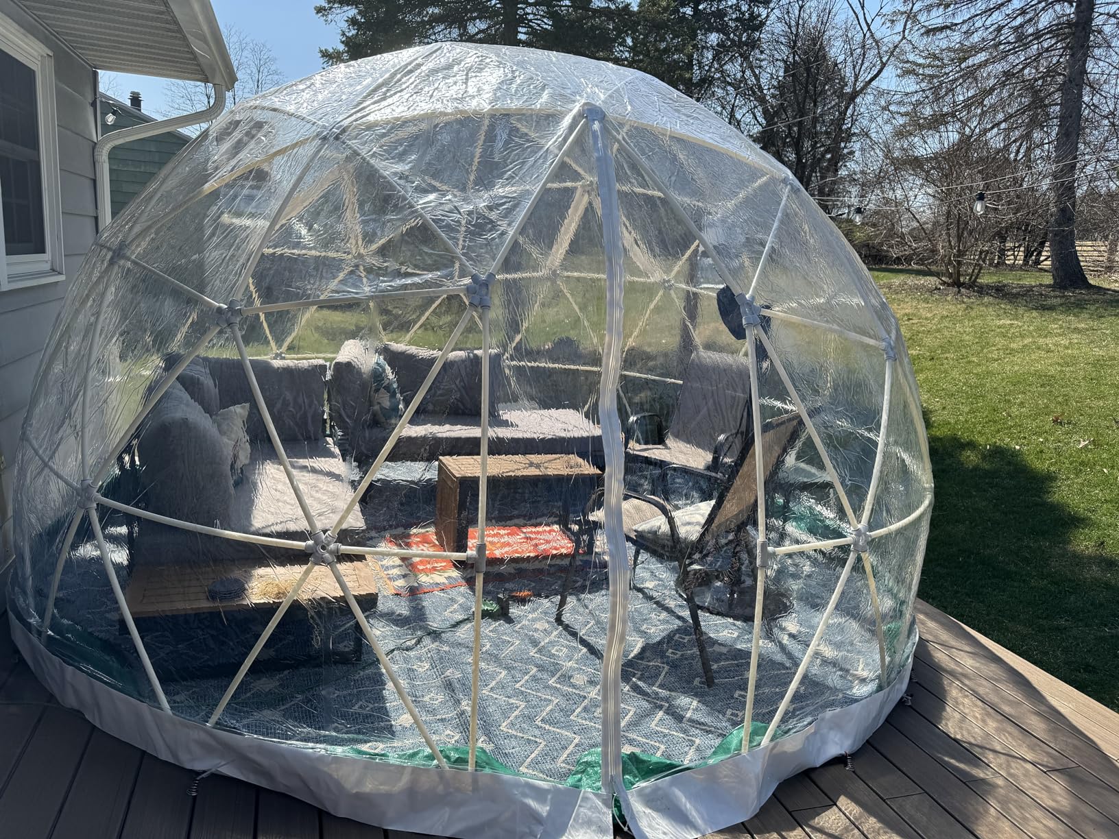 Garden Dome Tent House Outdoor 12 FT, Weatherproof Greenhouse Transparent Garden Dome House for Backyard, Party customer photo 2