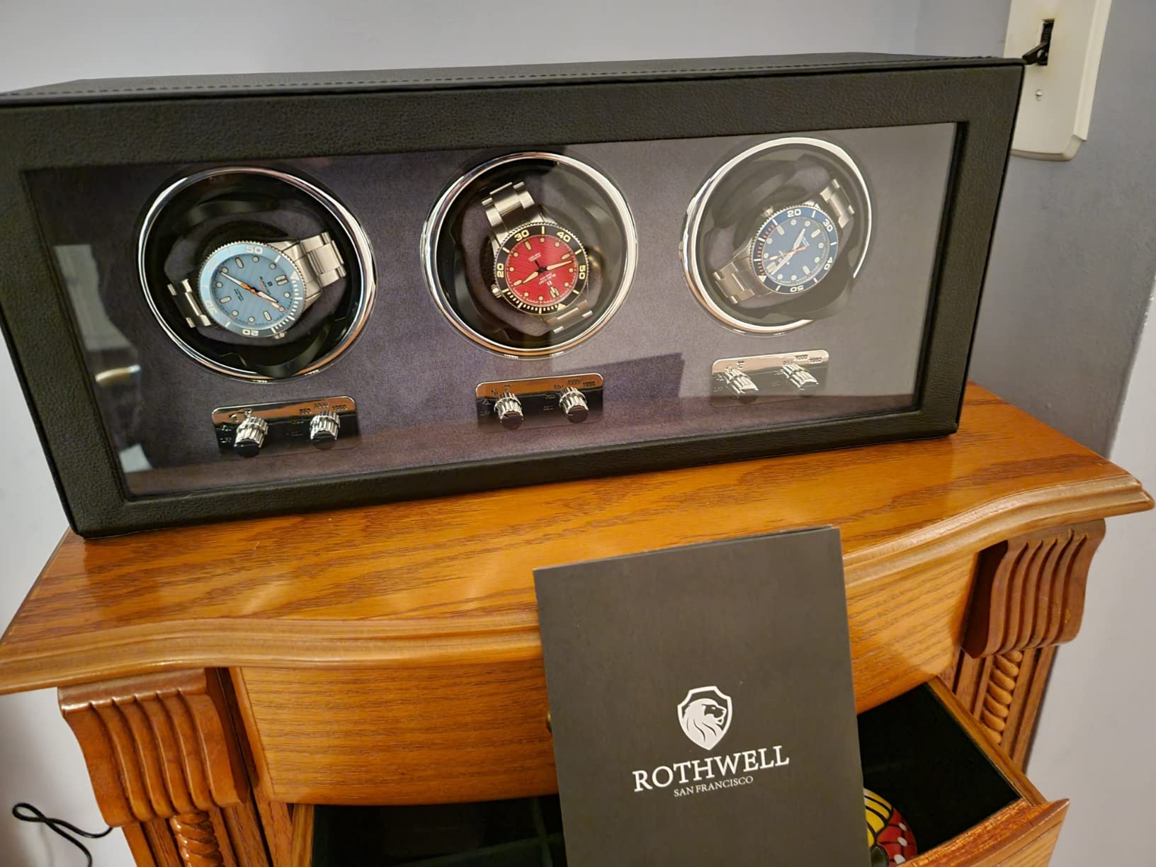 ROTHWELL Triple Watch Winder for Automatic Watches with Quiet Motor with Multiple Speeds and Rotation Settings customer photo 2
