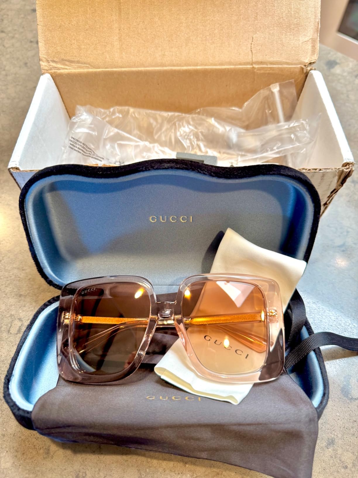 GG1314S 005 Beige/Brown Mirrored Oversized Square Women's 55mm Sunglasses customer photo 1