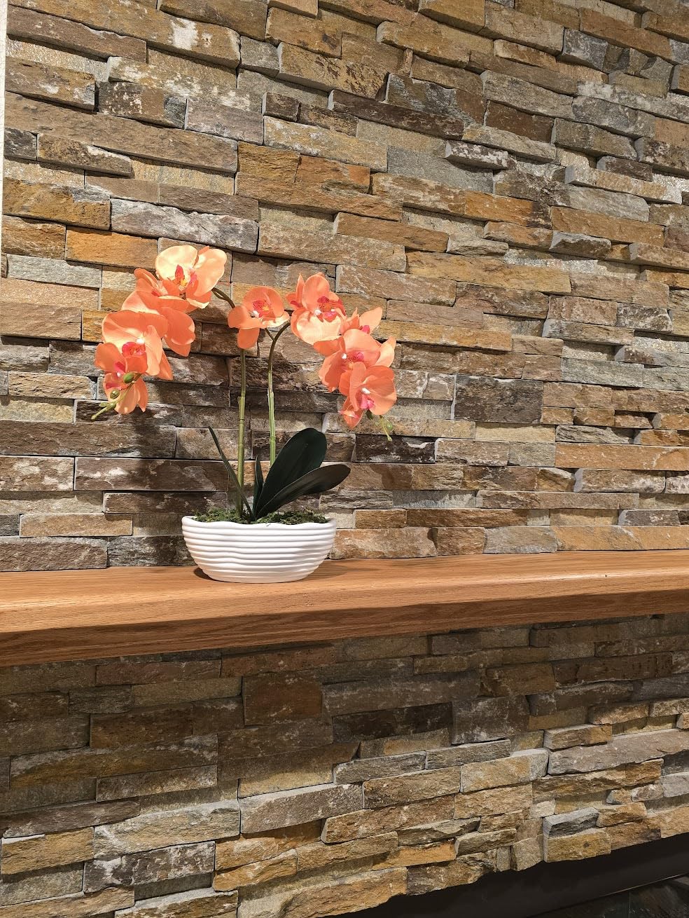 Large Artificial Potted Orchid Plant, Silk Flower Arrangement with Ceramics Vase, White customer photo 1