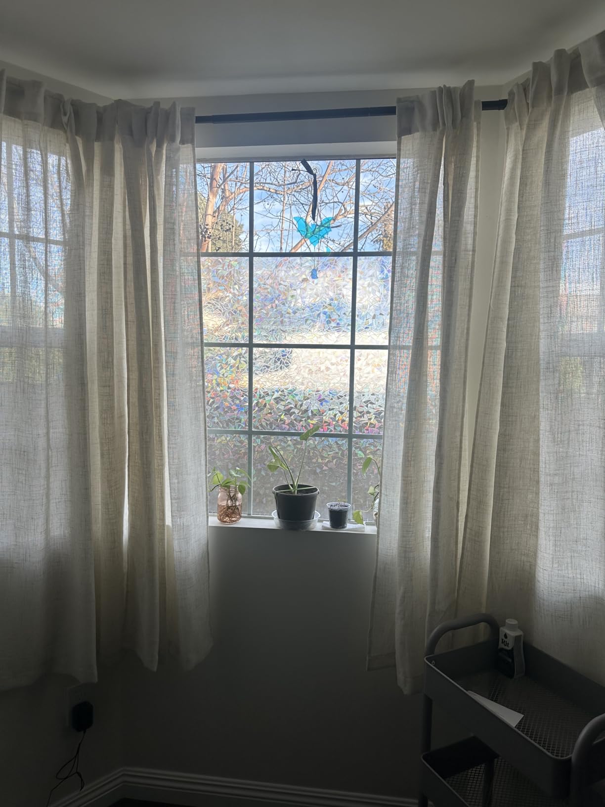 MIULEE Natural White Linen Curtains 120 Inches Long for Bedroom Living Room, Soft Thick Linen Textured Window Drapes Semi Sheer Light Filtering Rod Pocket Back Tab Cream Ivory Look, 2 Panels 10 Ft customer photo 2