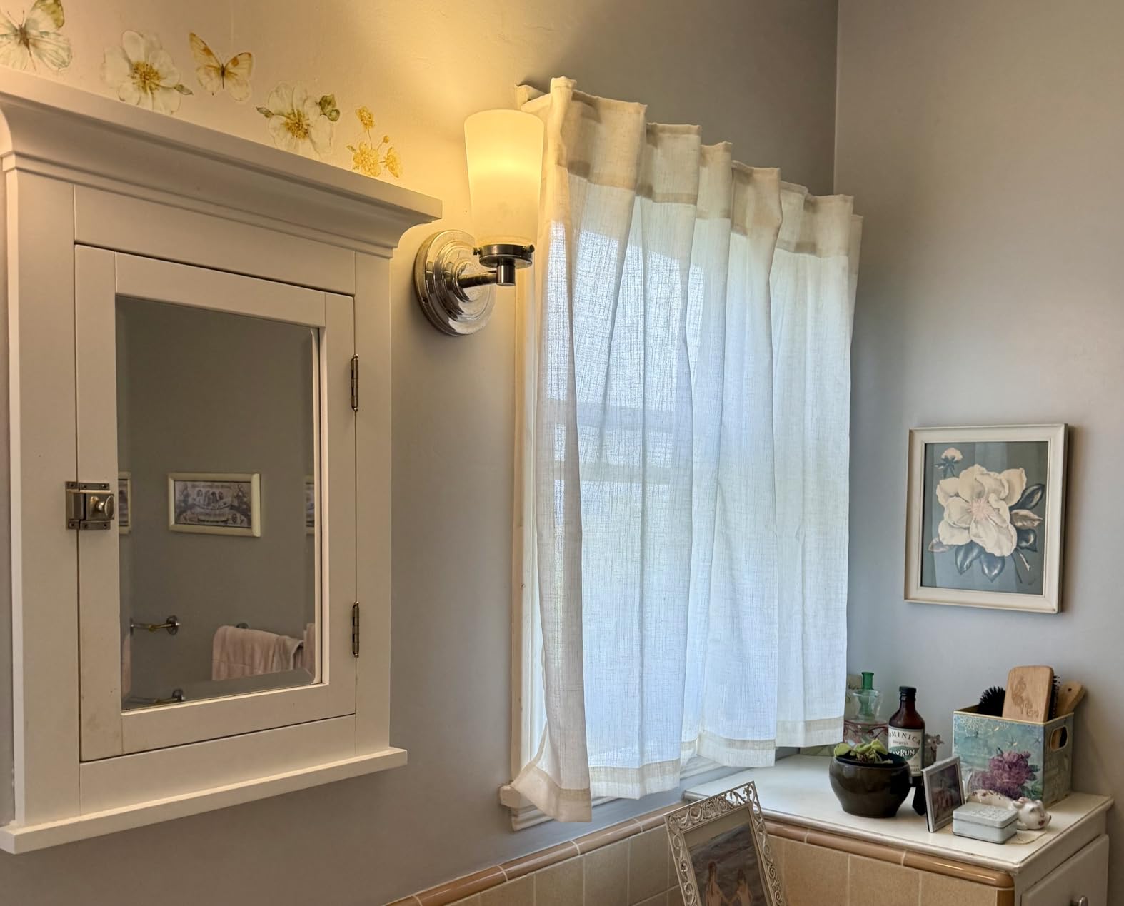 Extra Long Curtains 120 inch Length 2 Panels Back Tab Neutral Farmhouse Drapes Light Filtering Semi Sheer Linen Curtain 120 inches Long for Floor to Ceiling Window Patio Sliding Door Cream 10 FT customer photo 2