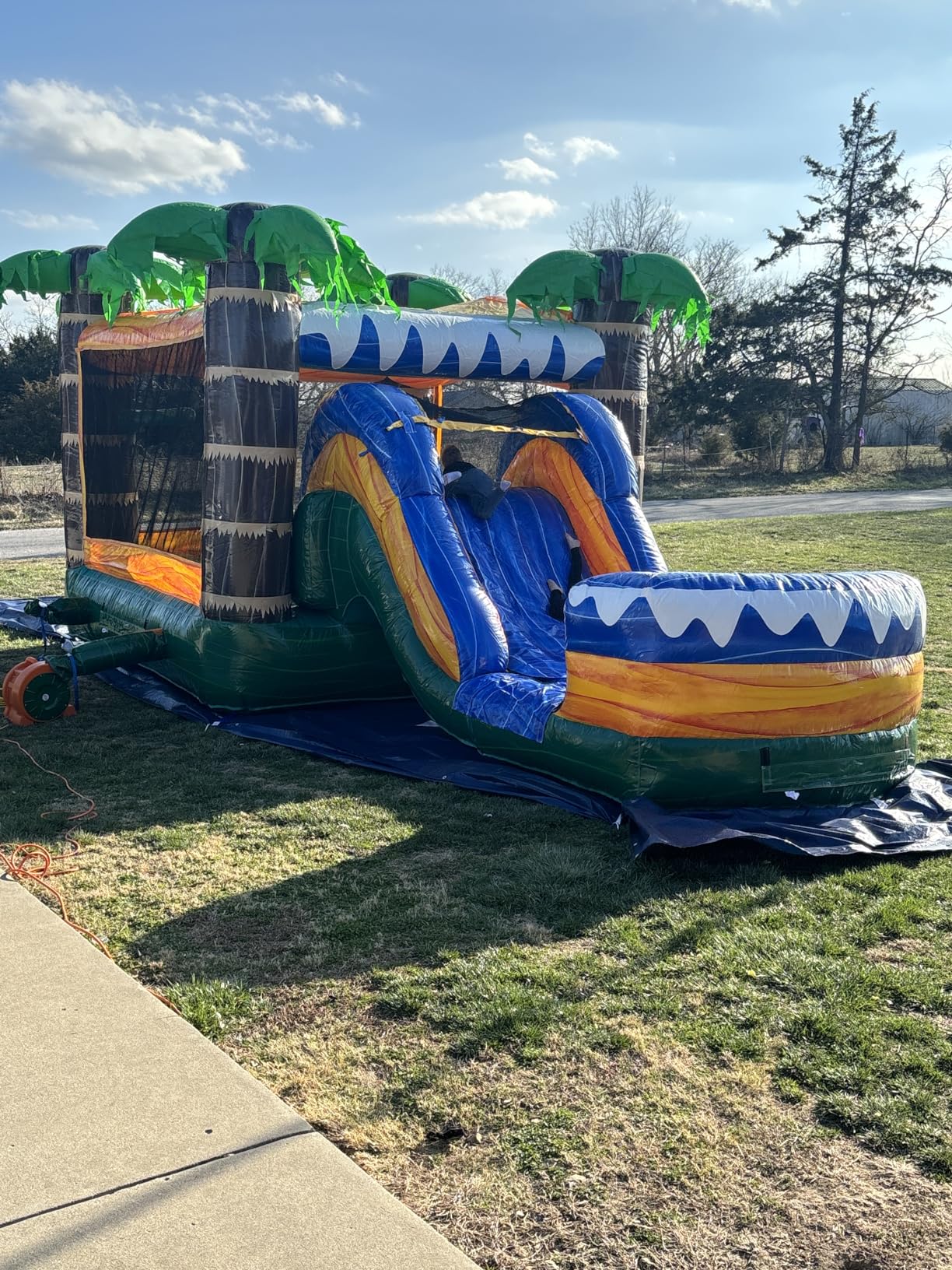 XJUMP 12.6'x26'x13' Tropical Castle Bounce House with Slide- Heavy Duty 15oz PVC Vinyl, with Basketball Hoop and Blower, Indoor and Outdoor Rental Grade Jump House with Slide for Kids & Adults customer photo 2