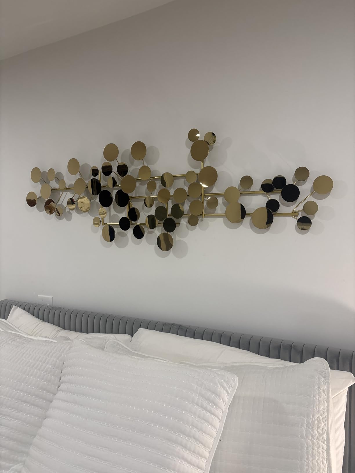 YUDACHU Modern Metal Wall Art for Living Room & Bedroom | 3D Geometric Sculpture 59 x 20 in | Gold Luxury Wall Decor Accent customer photo 2