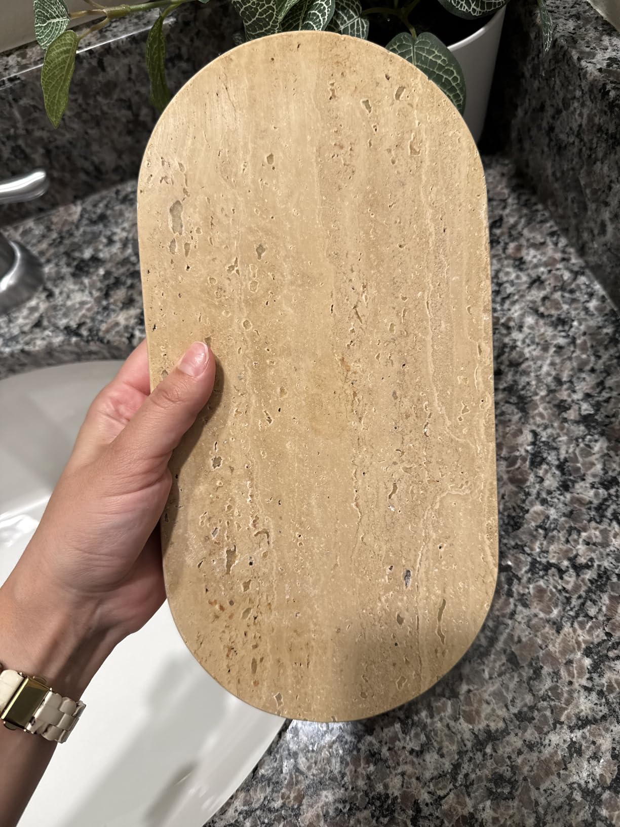 Koville Italian Travertine Tray, 12