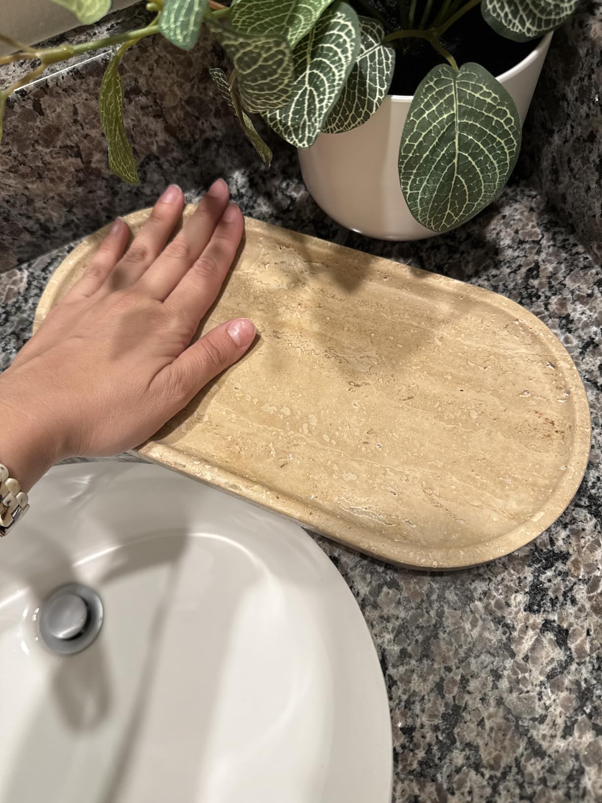 Koville Italian Travertine Tray, 12