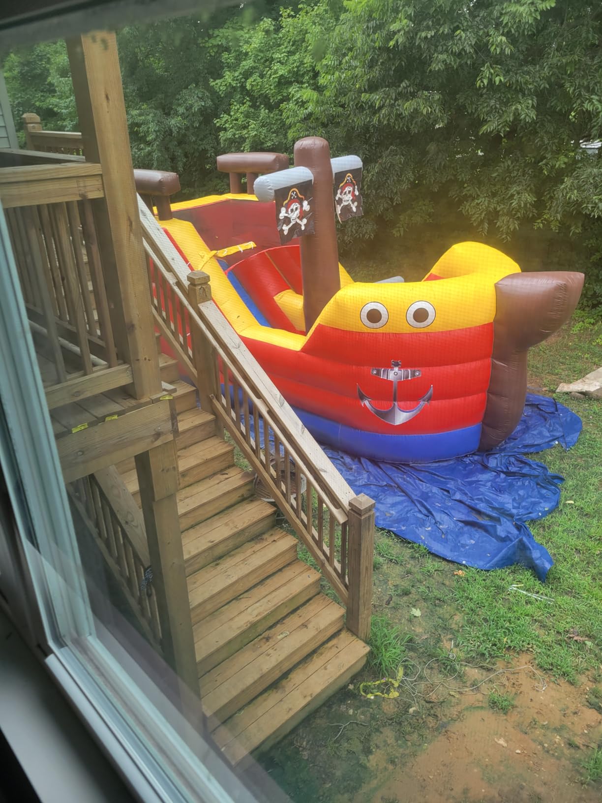 JumpOrange 12ft Safari Inflatable Water Slide with Pool- 20ft Long Commercial Grade 15oz PVC Vinyl, Wet or Dry Front Load Entry for Easy Supervision, Includes Blower, Backyard Fun, Home & Rental Use customer photo 1