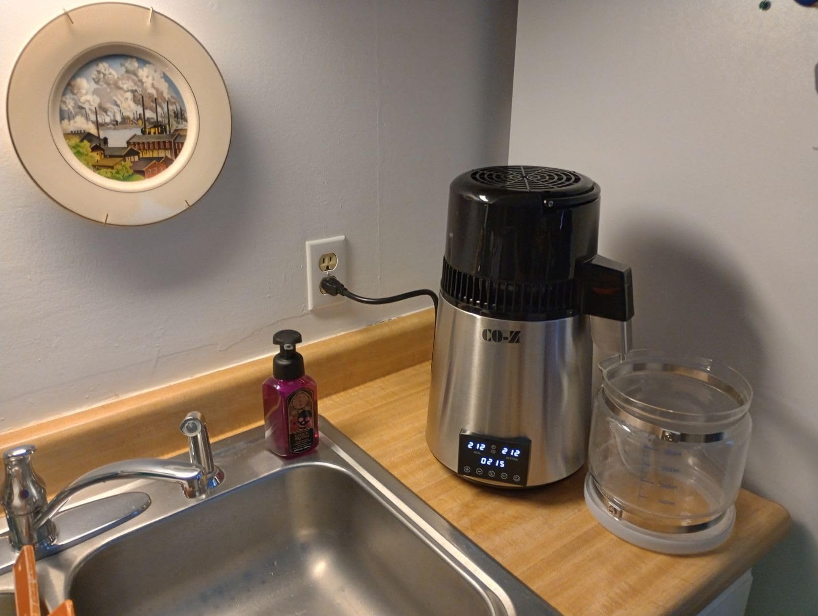 CO-Z 1.1 Gallon Water Distiller, 1750W Countertop Distilled Water Machine with Glass Container Dual Temperature Display Timer, 4L 304 Stainless Steel Distilled Water Maker for Home Office Travel customer photo 1
