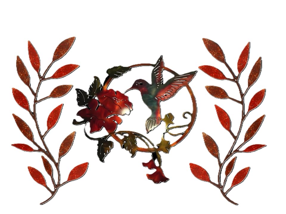 Zhengmy 2 Pieces Metal Tree Leaf Wall Decor Vine Olive Branch Leaf Wall Art Living Room, Hallway Wall Decor Outdoor Decoration(Bright Colors) customer photo 1