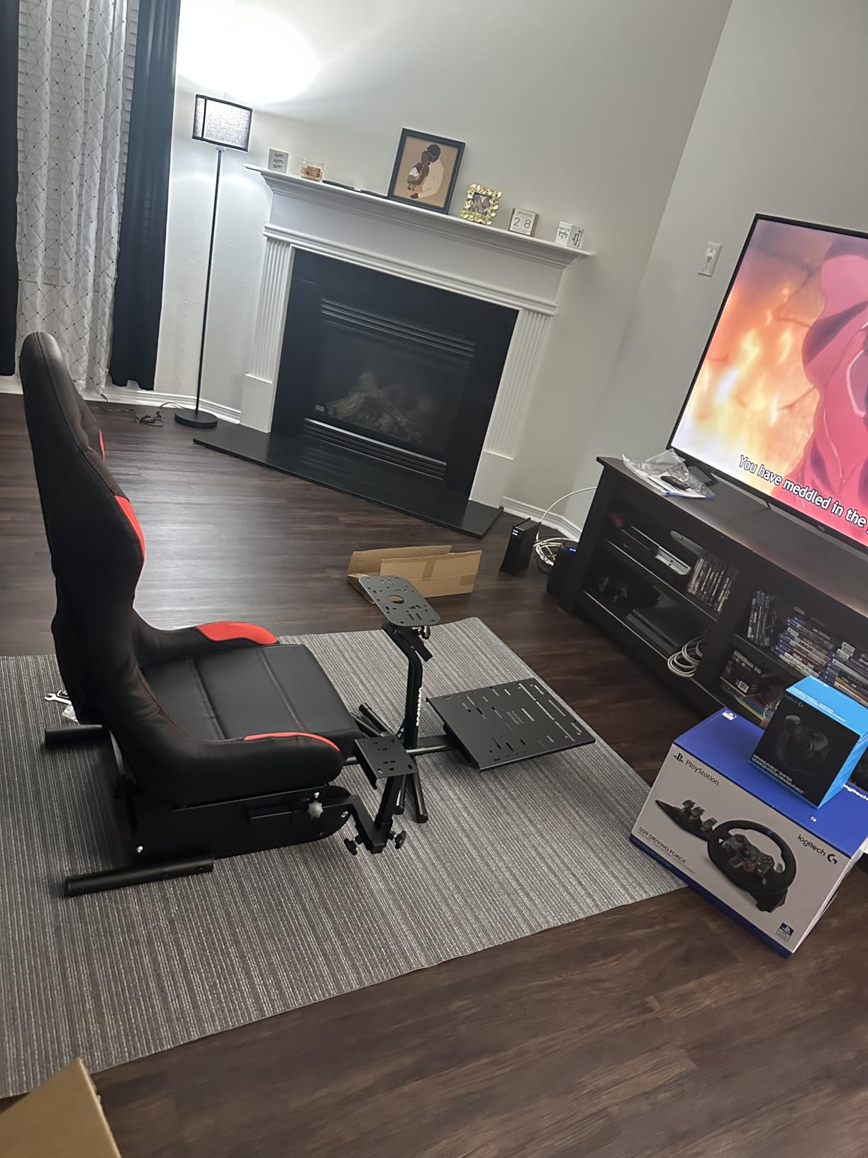 DIWANGUS Racing Simulator Cockpit Racing Wheel Stand with Seat Gaming Chair Sim Racing Cockpit for G29 G920 G923 G27 G25 T248X T248 T300RS T150 458 TX Xbox PS4 PS5 PC customer photo 2