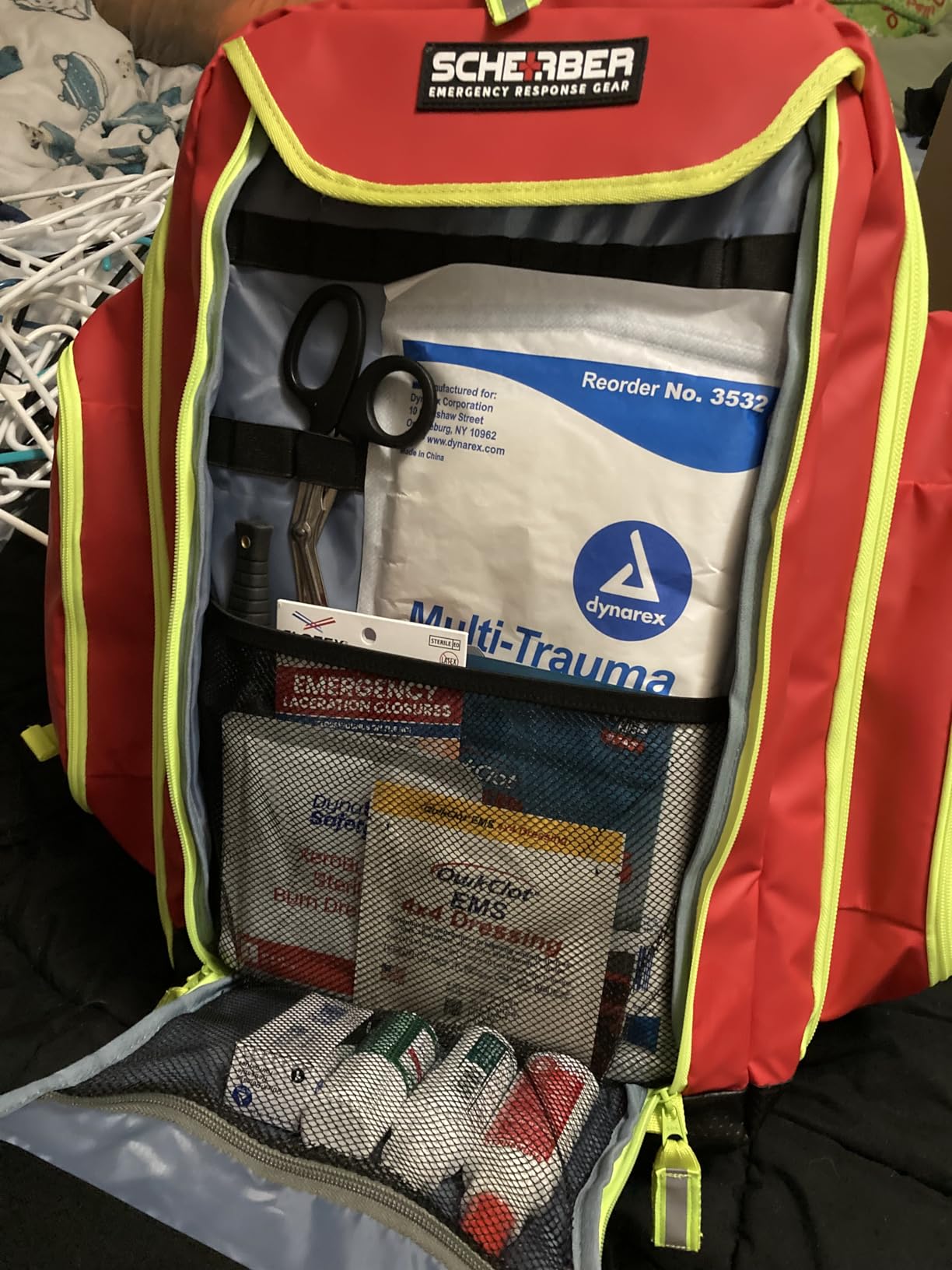 Scherber Fully-Stocked Premium First Responder Backpack | EMT/EMS Medic Trauma, Bleeding & Oxygen Medical Kit | CAT Tourniquet, QuikClot 4x4, HyFin Chest Seal & 250+ First Aid Supplies - Red customer photo 2