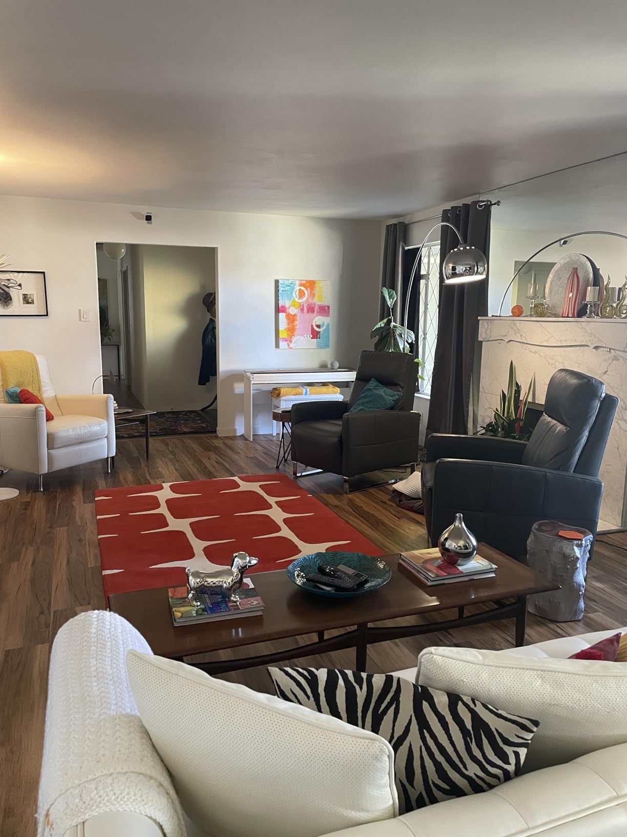 Modern Wool Area Rug - Contemporary Abstract Geometric Design, Hand-Tufted (Poppy, 5' x 8') customer photo 2