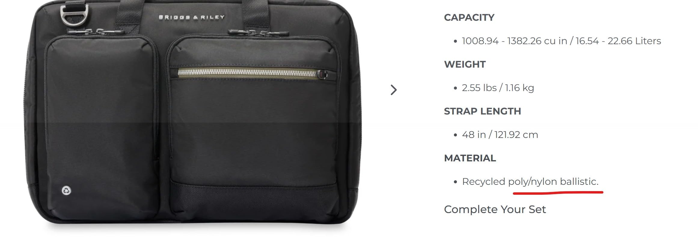 Briggs & Riley HTA Medium Expandable Briefcase - Laptop Bag for Work & Travel, Briefs for Men & Women, Includes Shoulder Strap, Self-Repairing Zippers, Fits up to 15