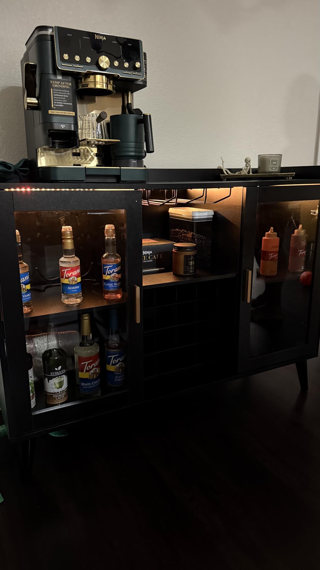 Loomie Wine Bar Cabinet with LED Light, Home Coffee Cabinet (White) customer photo 1
