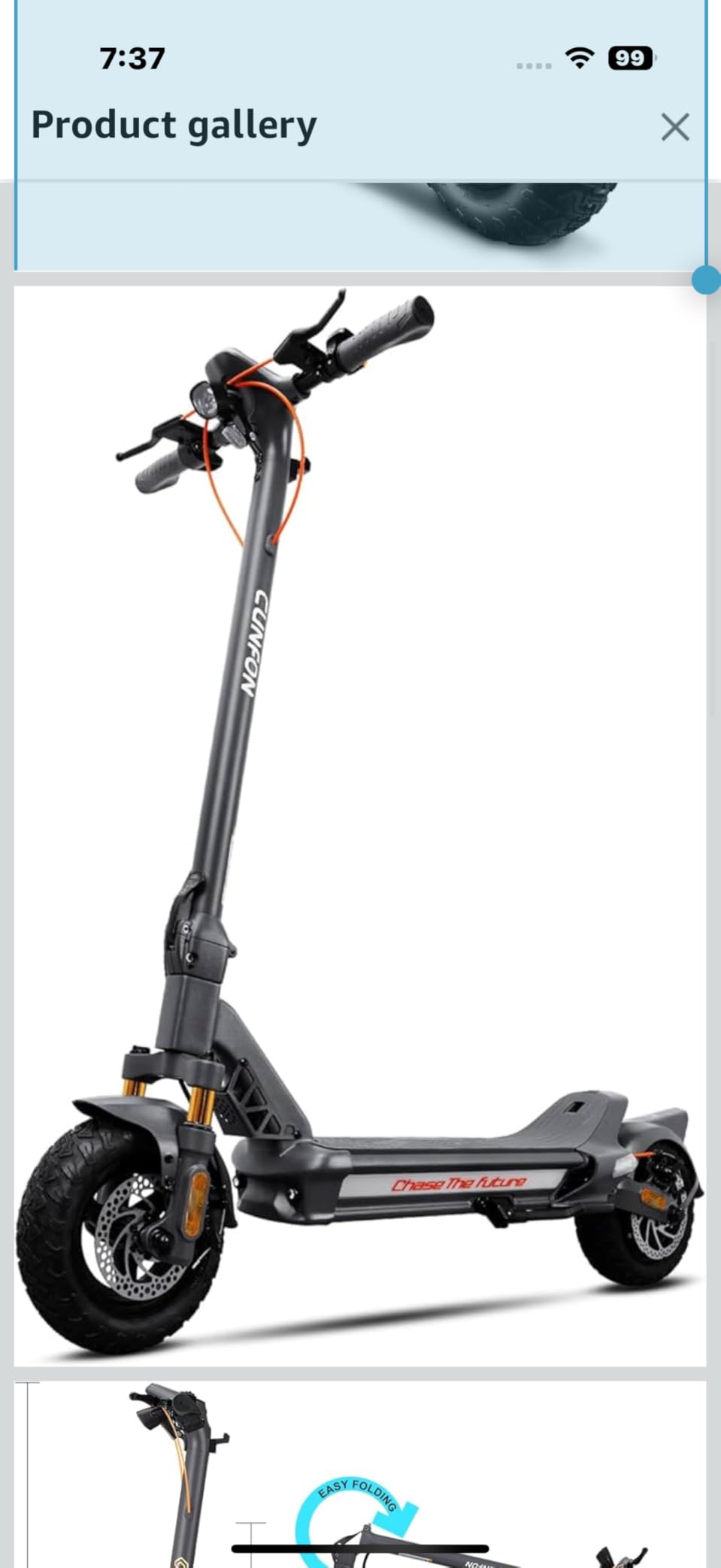 CUNFON Electric Scooter, Up to 31 MPH, 50-Mile Long Range, Dual Brake & Dual Suspension, 1600W Peak Motor, Off-Road Heavy Duty E-Scooter for Adults and Teens, 300+ lbs customer photo 1