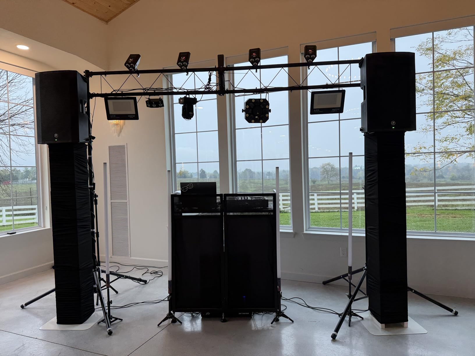 S AFSTAR DJ Light Stand, 14 FT Heavy Duty Metal Lighting Truss System W/Adjustable T Bars, 32 Mounting Points & Triangle Foot, Portable Light Truss for Audio Stage, 220 Lbs Load (Lights Not Included) customer photo 1