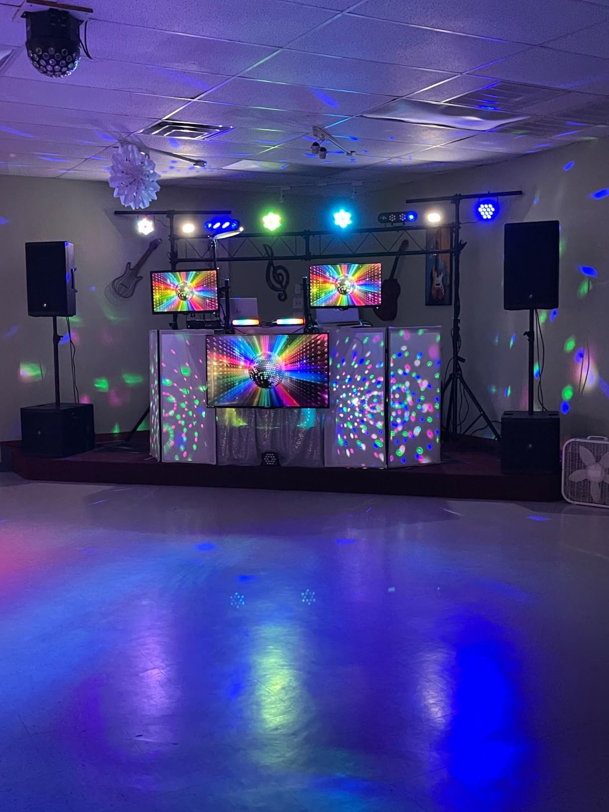 S AFSTAR DJ Light Stand, 14 FT Heavy Duty Metal Lighting Truss System W/Adjustable T Bars, 32 Mounting Points & Triangle Foot, Portable Light Truss for Audio Stage, 220 Lbs Load (Lights Not Included) customer photo 2